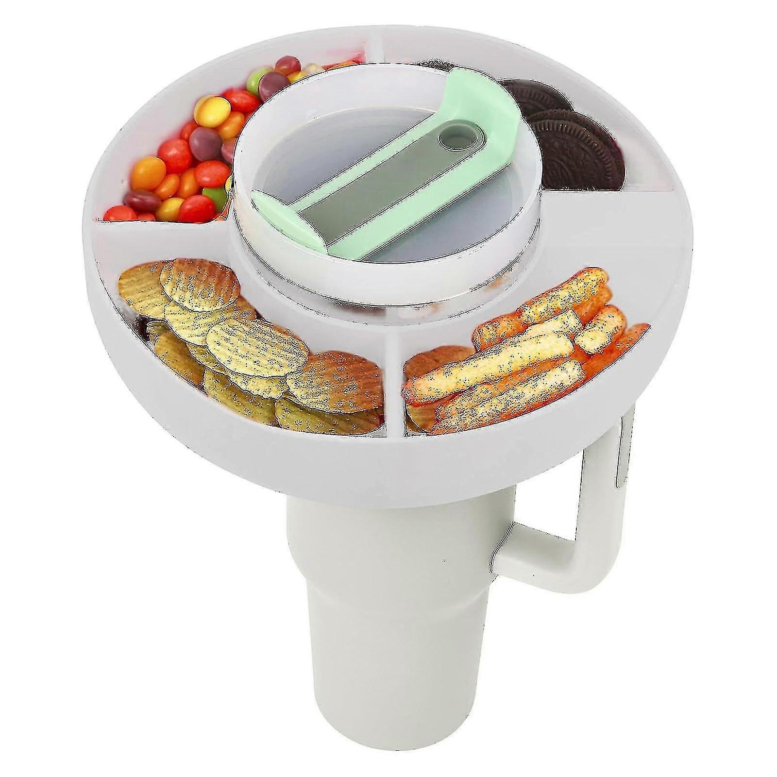 4farve/silikone snackskål til Stanley Cup 40 oz med håndtag, snackbakke til stanley tumbler 40 oz, 4 rum genanvendelig snackring