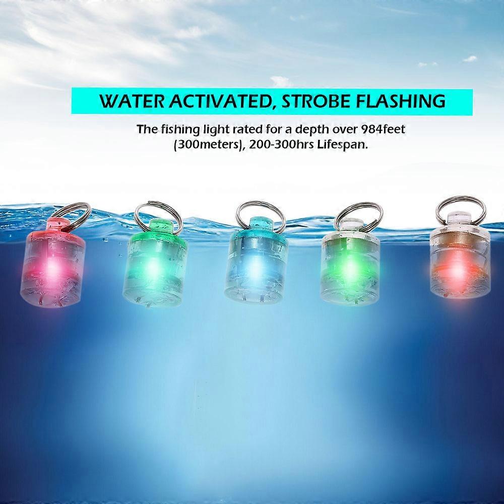 5PCS LED Fishing Light Deep Drop Underwater Round Shape Squid Strobe Flashing Light Bait Lure