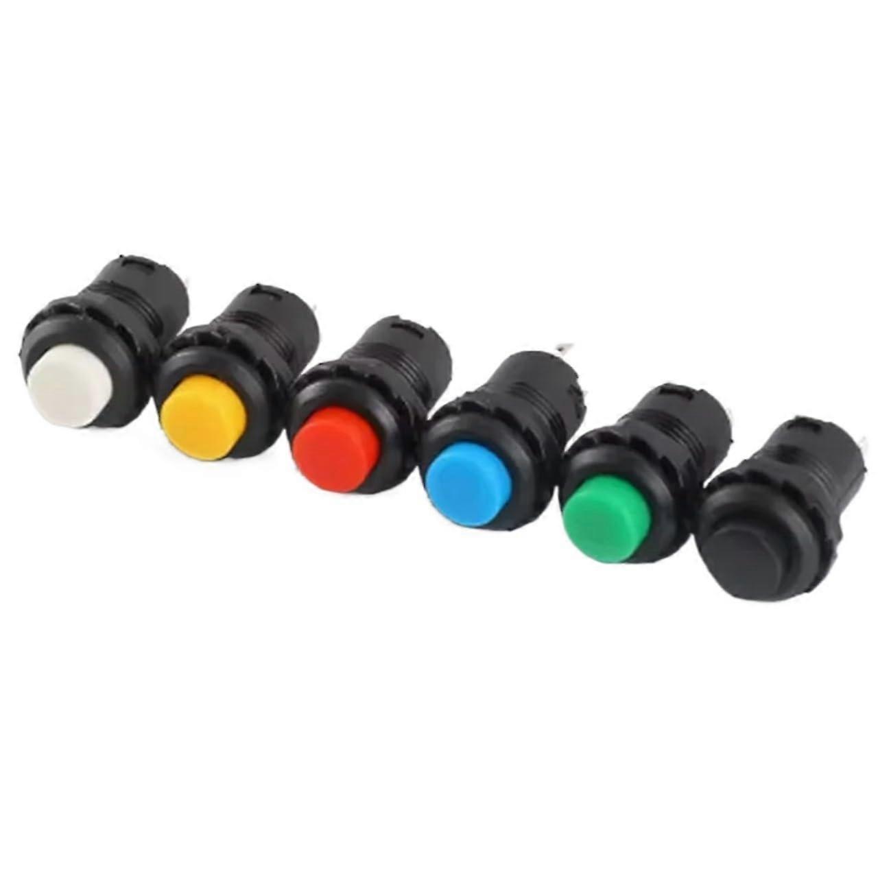 6pcs DS428 DS428 12mm Push Button Switch 3A 125V 1.5A 250V Locking Switch(B)
