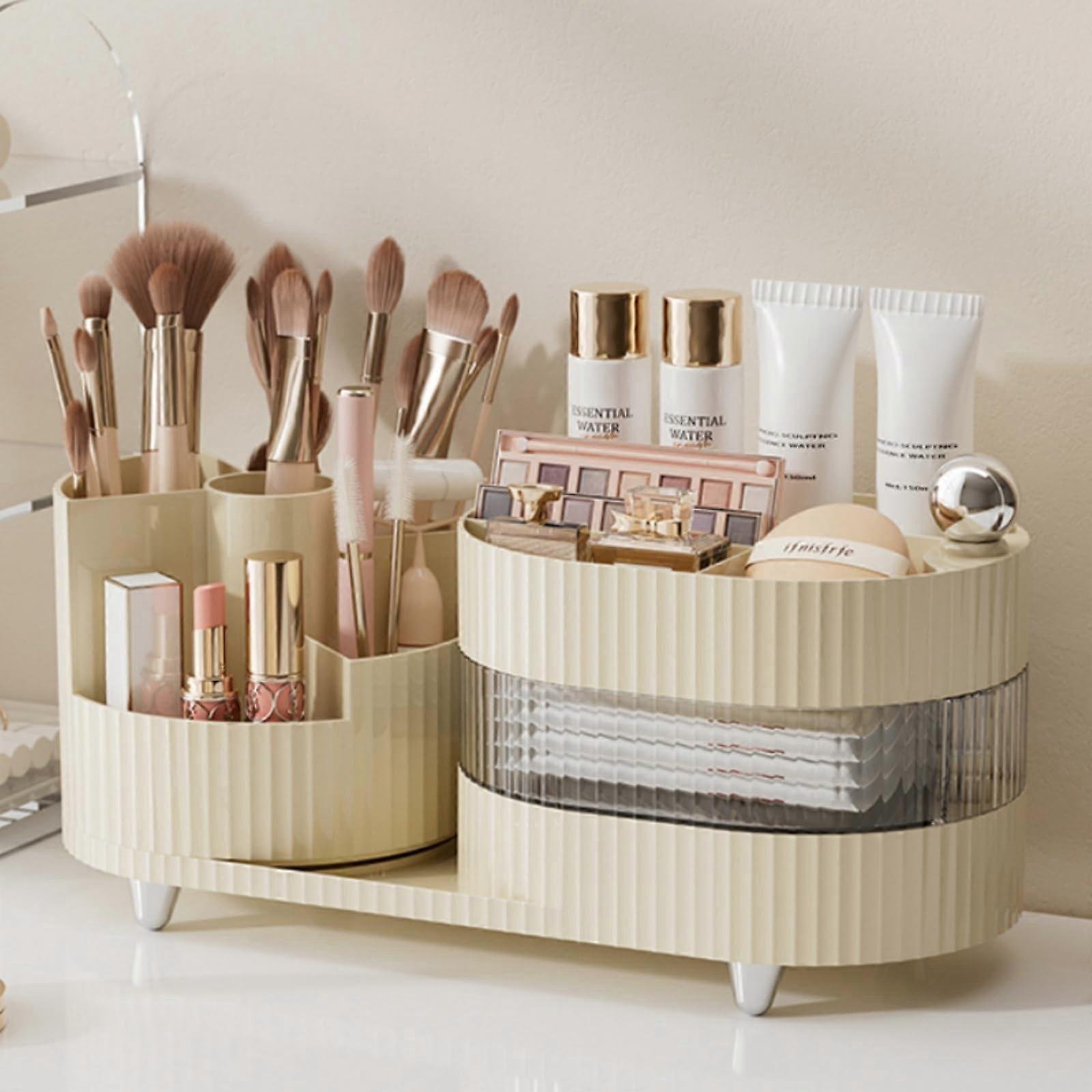 Rotating Cosmetic Display Case,Bathroom Counter Organizer Countertop Storage,Cosmetics Skincare Shelf Organizer (, L)