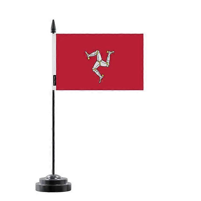 Table Flag - Multicolored - Isle of Man - 14 x 21 cm - Plastic Pole - Double-Sided Print