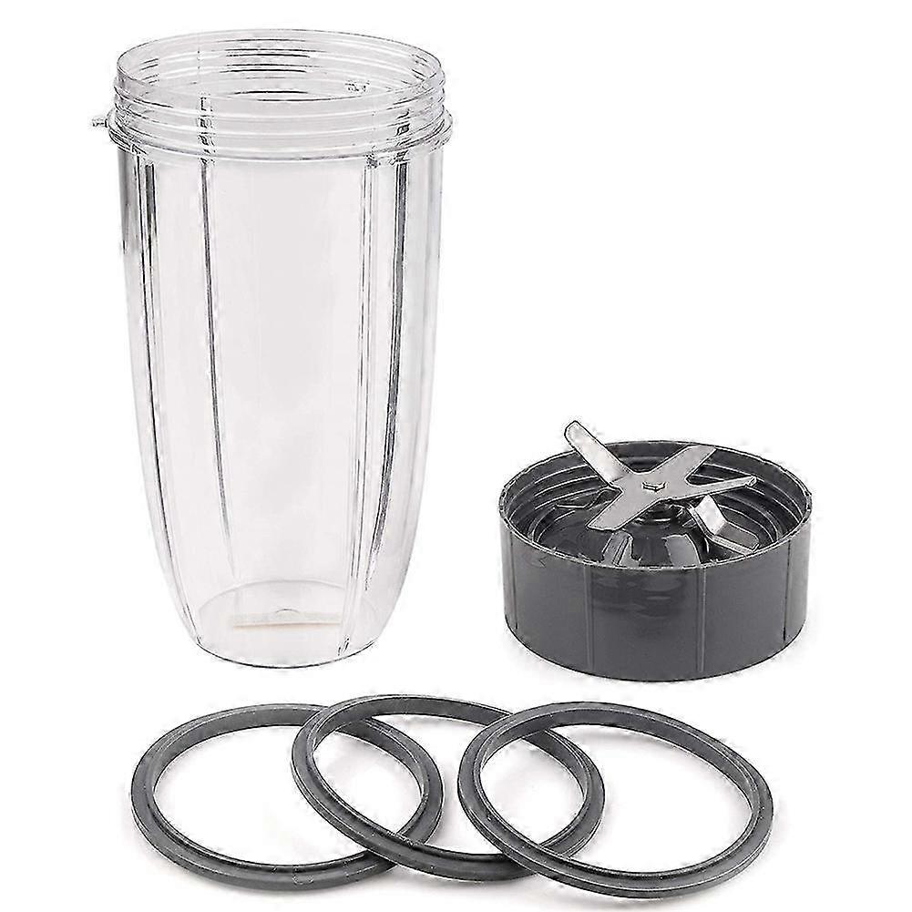 32 Oz Cup, Blade & Seal Ring Rubber Gaskets Replacement - Gray/Transparent