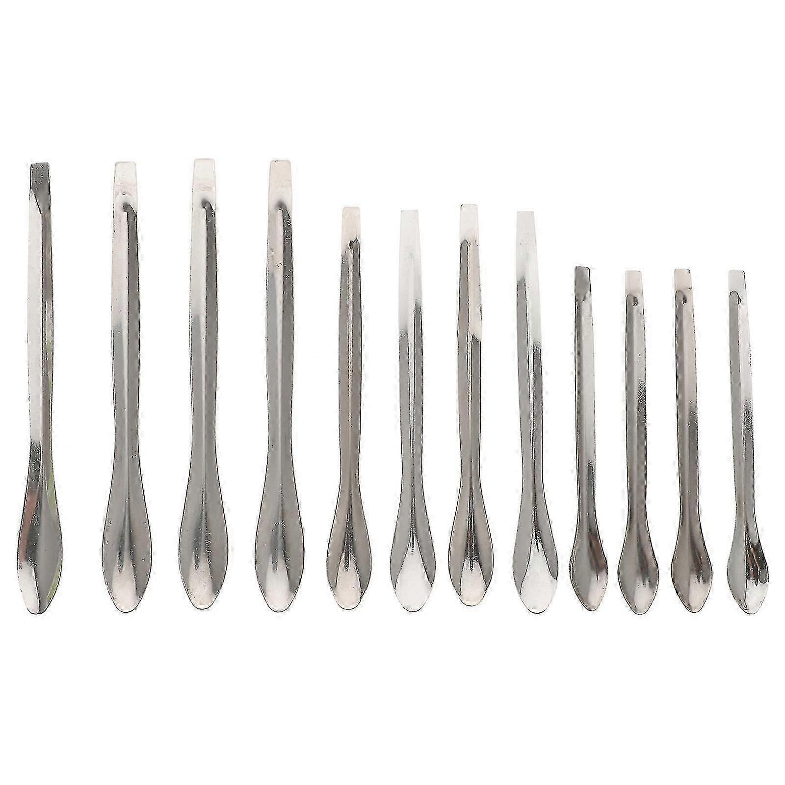 12 Pcs Stainless Steel Spoon Lab Spatula Sampling Tool for Laboratory Micro Experiment Sampling Mixing Accessories