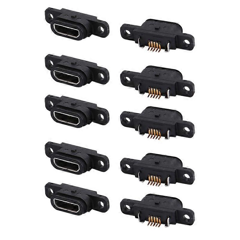 10 Pcs Micro-USB 5Pin Charging Jack Socket Dock Port 5P IP67