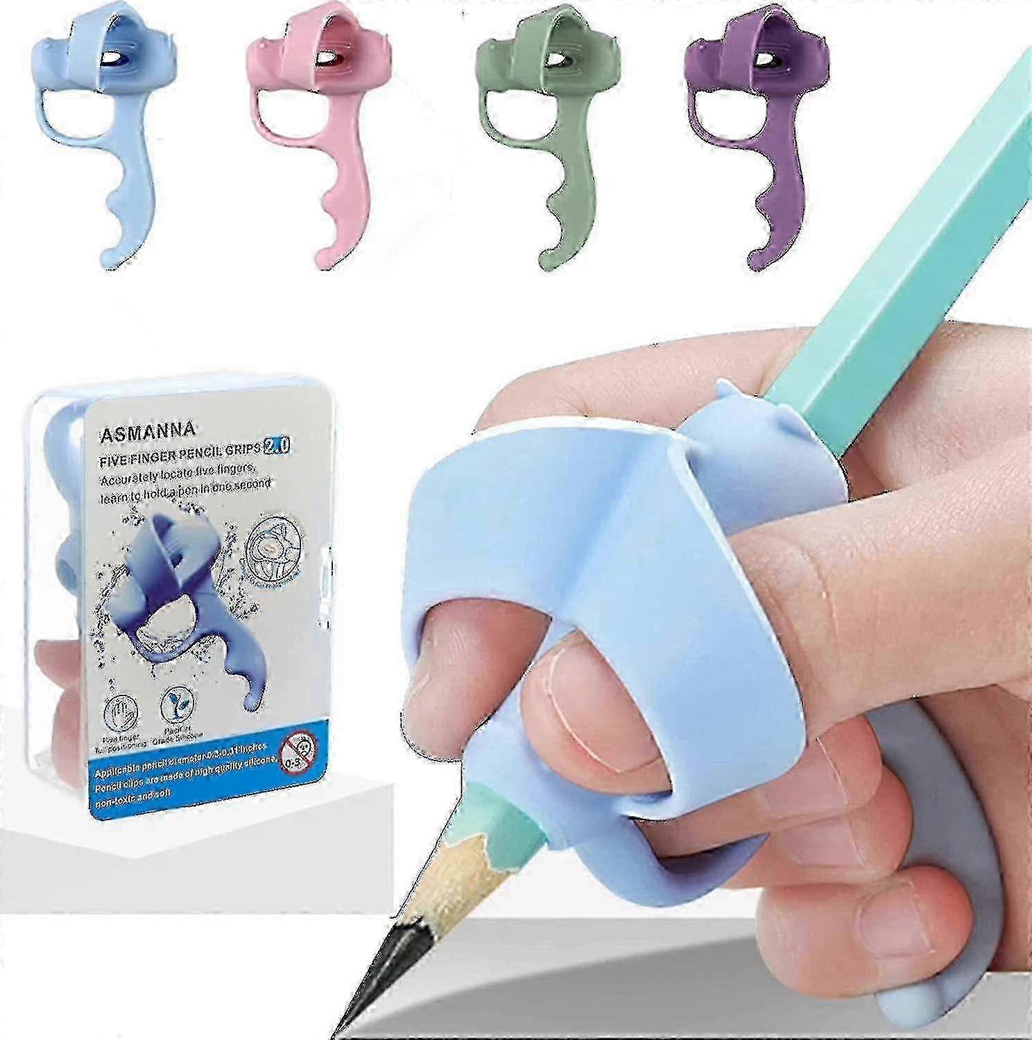 4-Pack Kids Pencil Grip for Handwriting Training & Correction