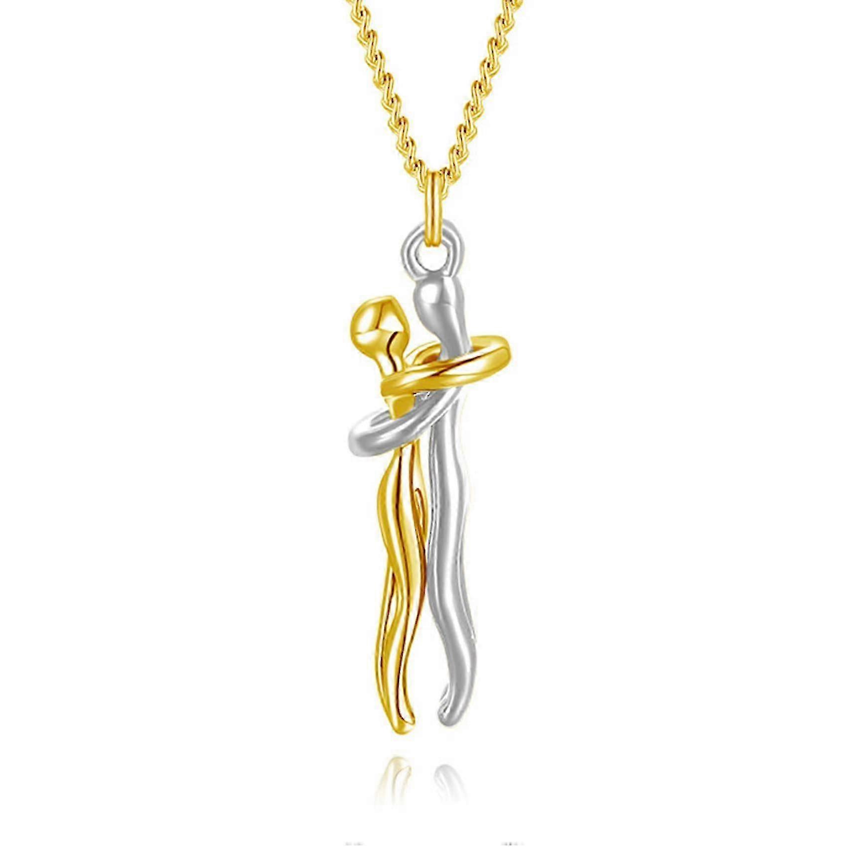 Par kram halsband - romantisk guld hängsmycke gåva till pojkvän eller flickvän