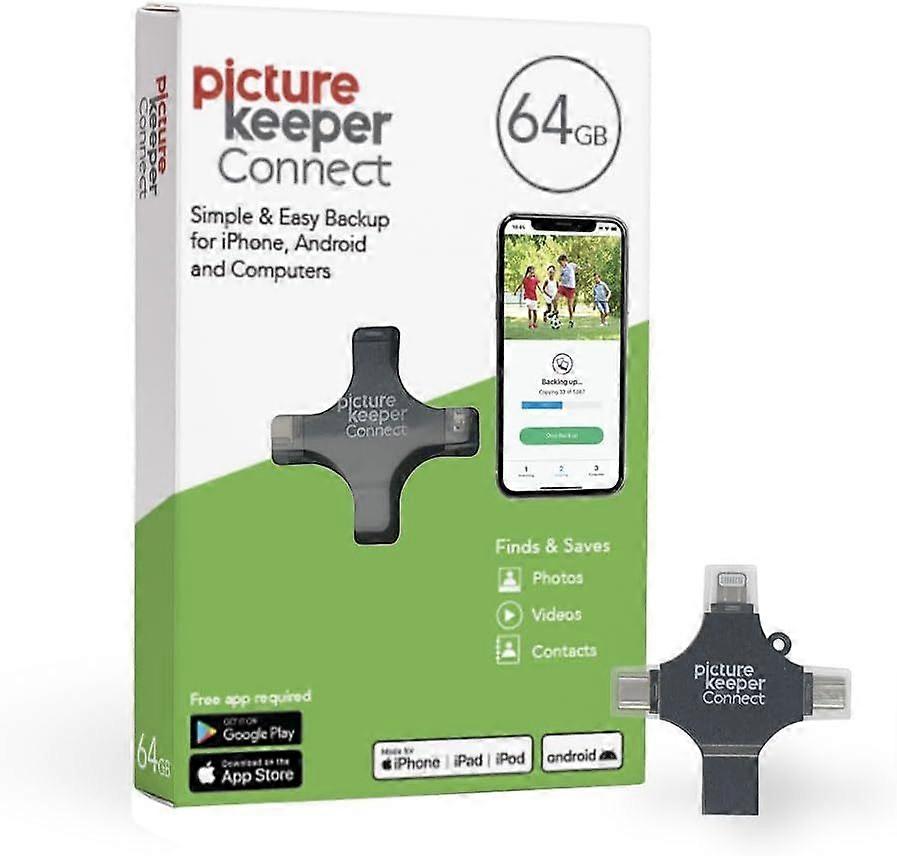 Connect Photo & Video USB Flash Drive for Apple, Android & PC Devices, 64GB Thumb Drive S
