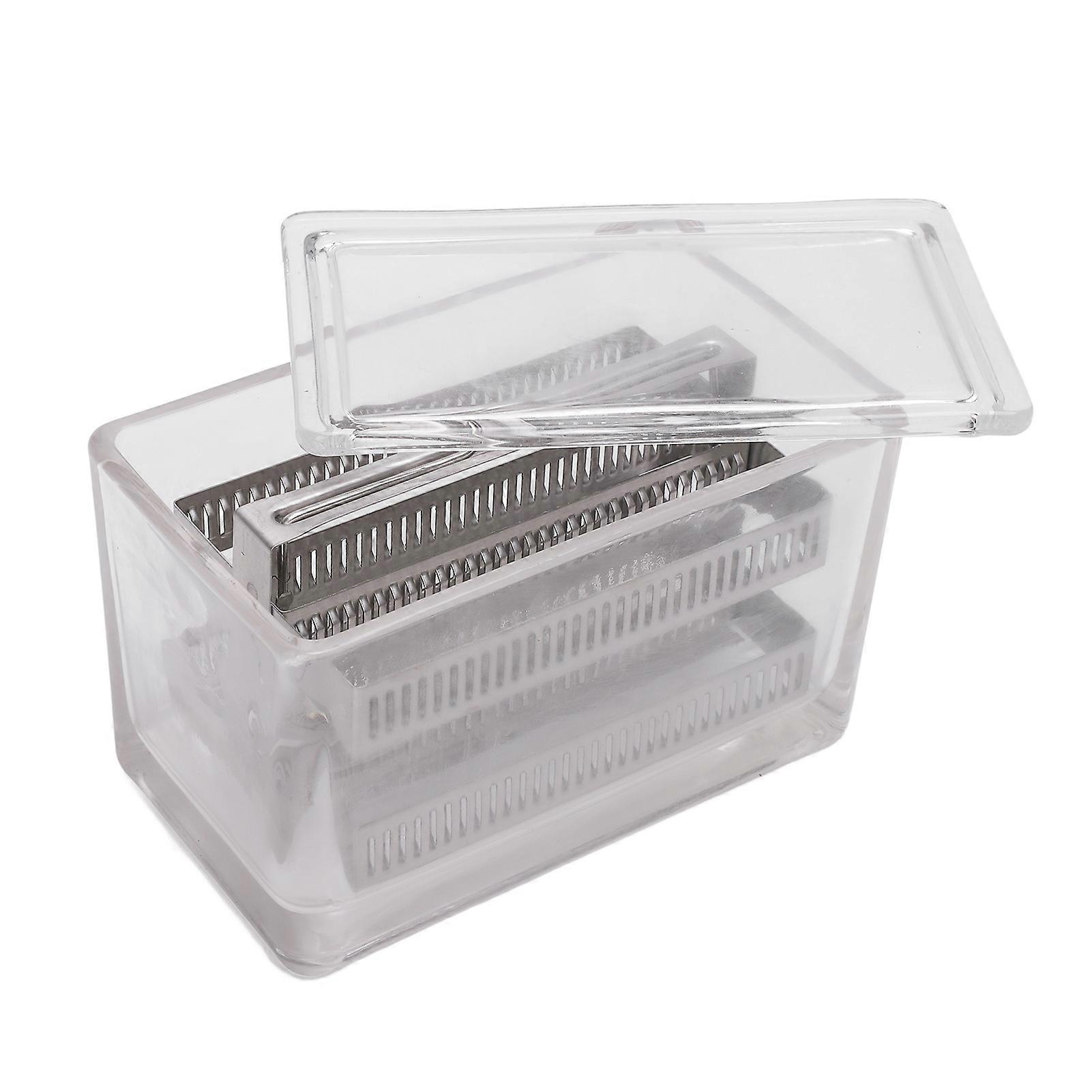 Glass Staining Jar with Lid Animal and Plant Specimens Slide Staining Tank Clear Container for Laboratory Experiments 60 Slides Capacity Jar Stainles