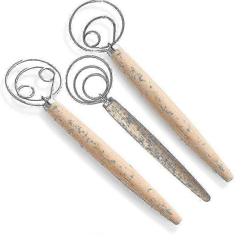 Stainless Steel Whisk for Mixing Dough, Set of 3 Versatile Utensils for Baking Cakes, Desserts, Breads, and Pizzas