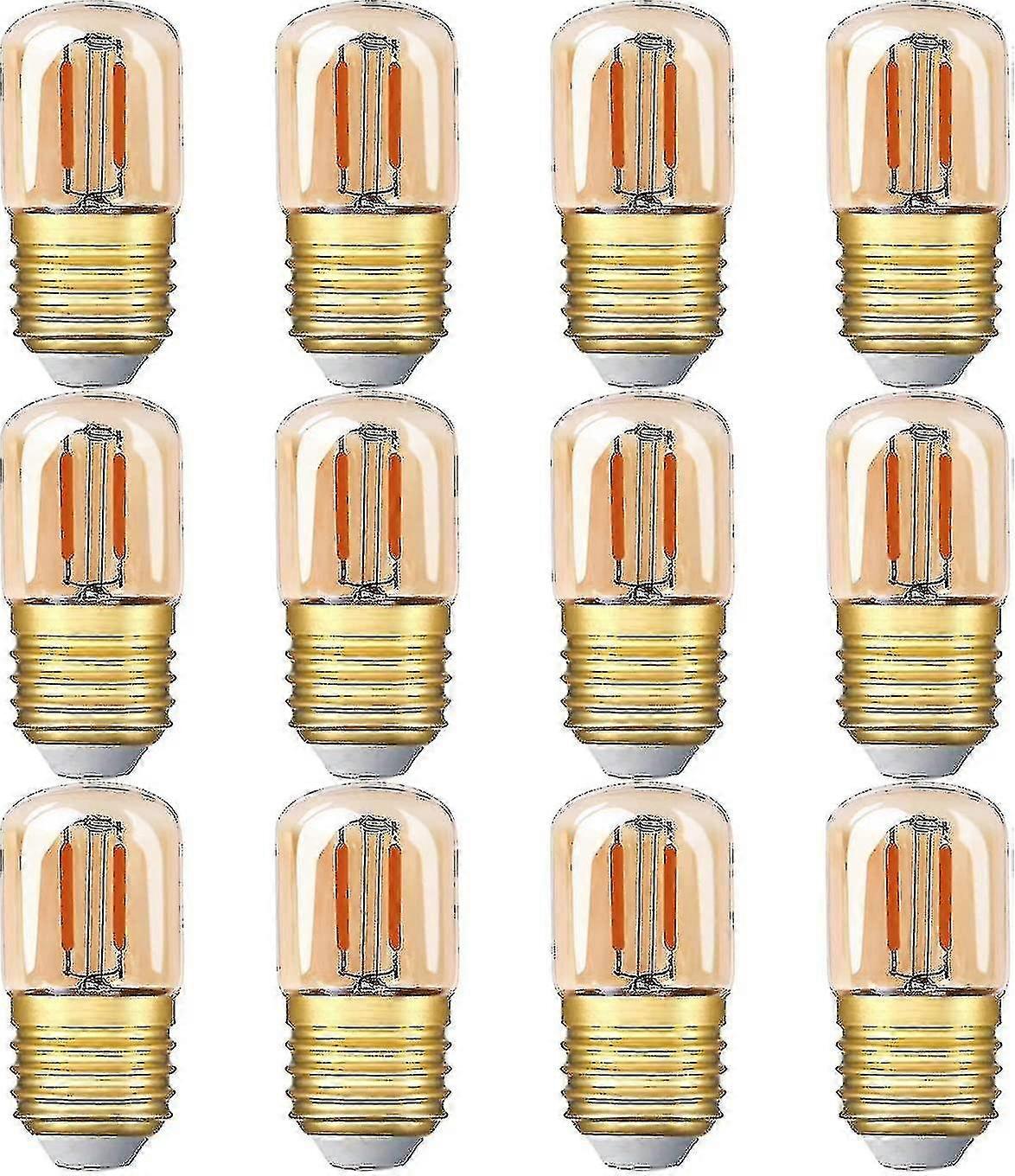 12パック1W T28 LEDフィラメント電球E27ベース2200Kウォームホワイトアンバーガラス220V A ++