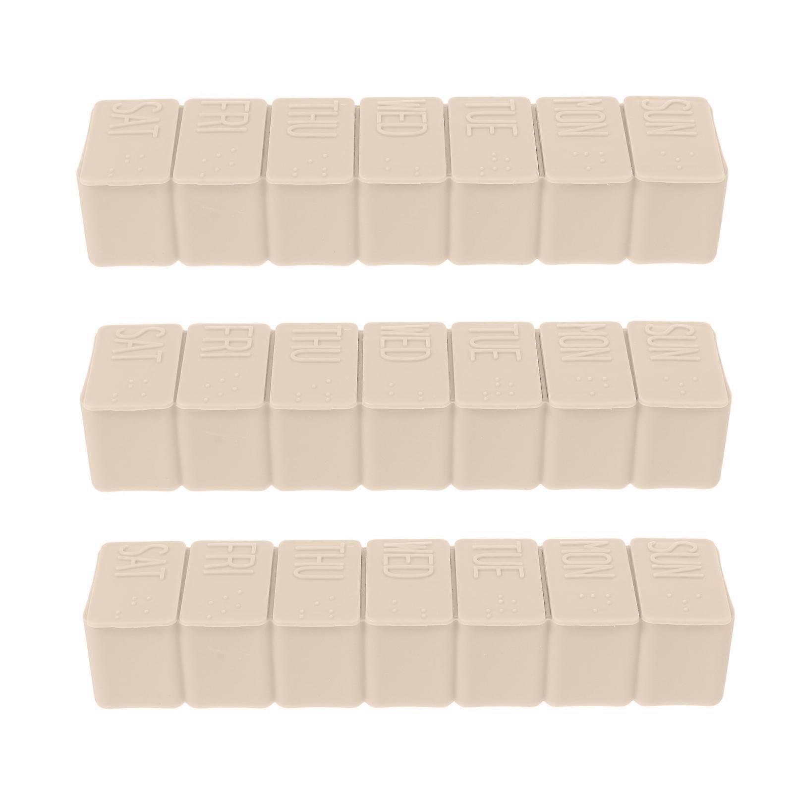 Compact Pill Organizer Dustproof Medicine Storage Cases Rectangular Simple Needing Medication On-The-Go 3Pack