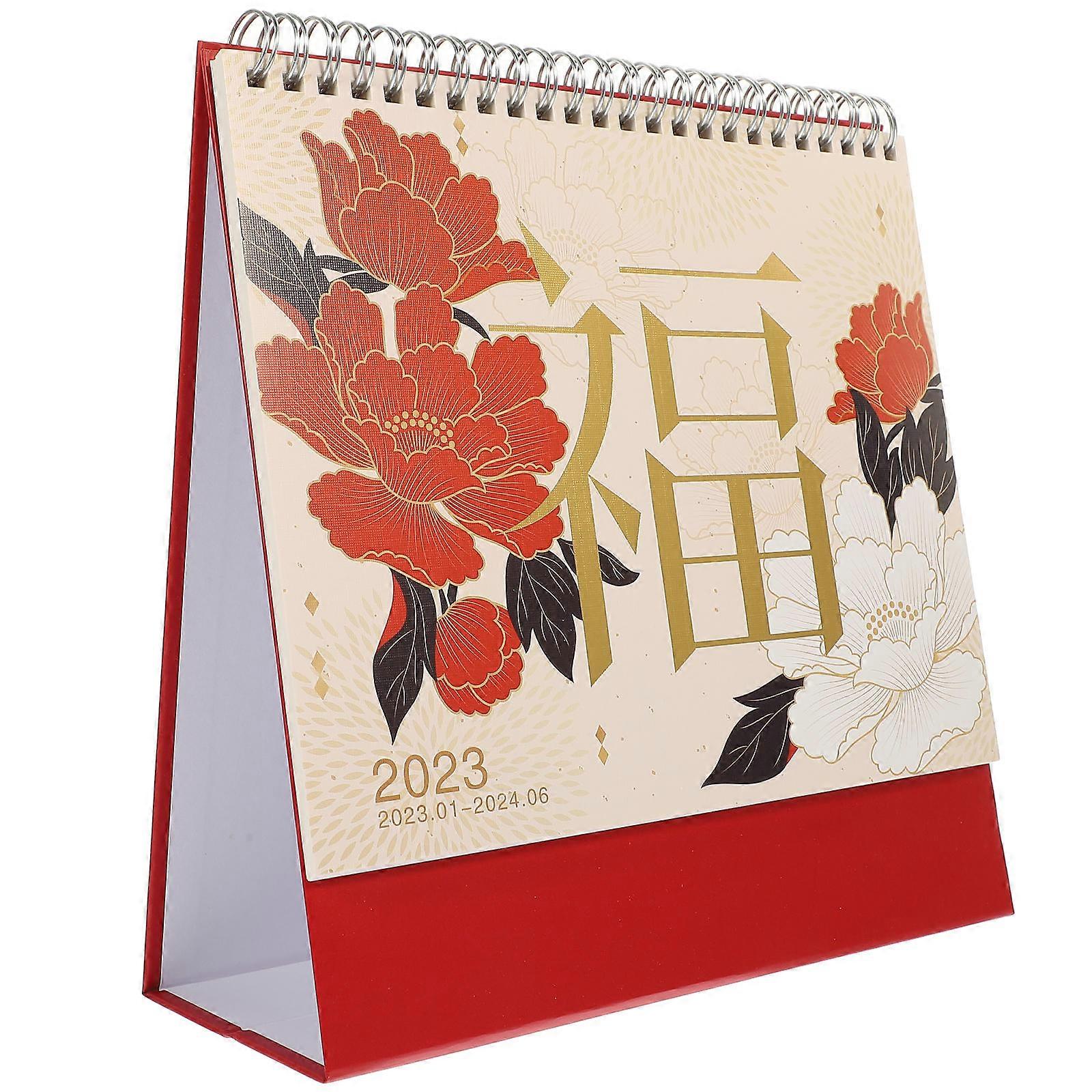 Time Schedule Calendar Desktop Calendar for Office Home Decoration Rectangular Shape Multi Colored 22X21X8CM Note Taking 1Set