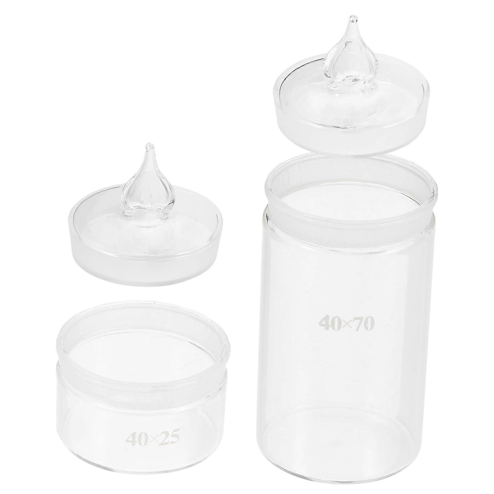 Lab Weighing Flask Set of 2 - Small Glass Sample Containers for Weighing and Measurement with Simple Holders