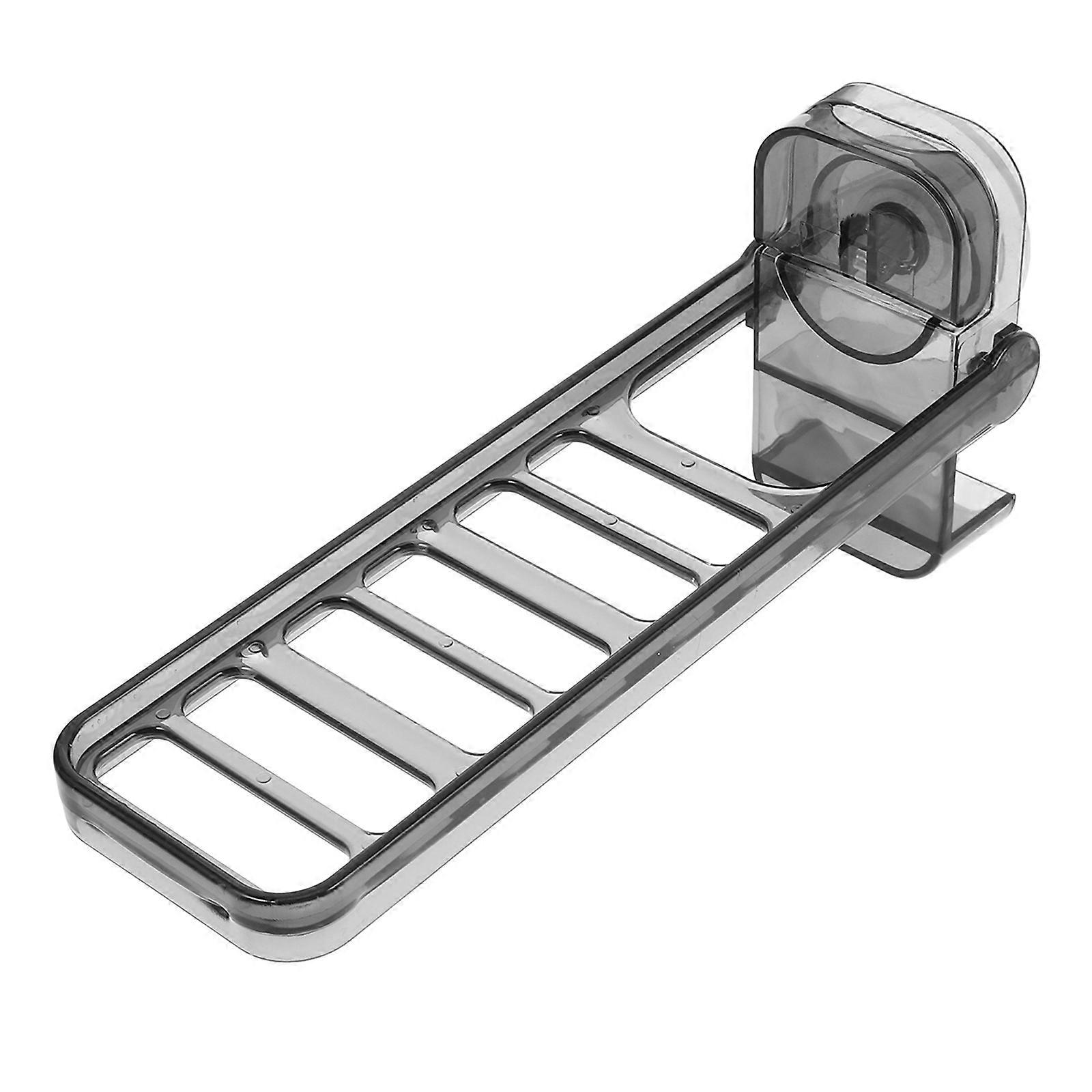 Folding Clothes Drying Rack Multi-Functional Design Wave Pattern PC Material Grey 9.82X4.52X2.95IN Wall-Mounted Suction Cup 1Set