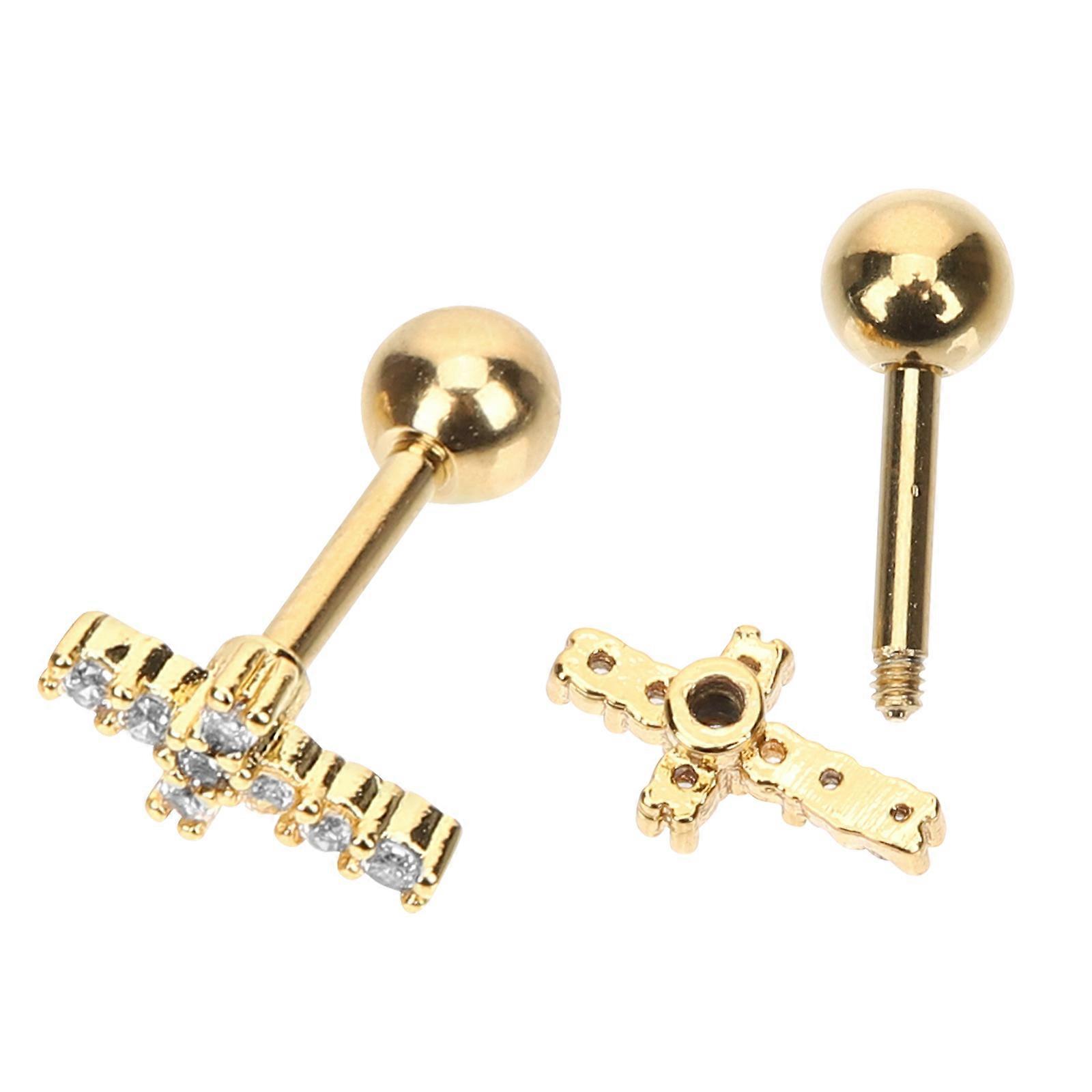Ear Rings Studs Cross Earrings Simple Neutral Style Special Occasions Smooth Edges Copper 1 Pair