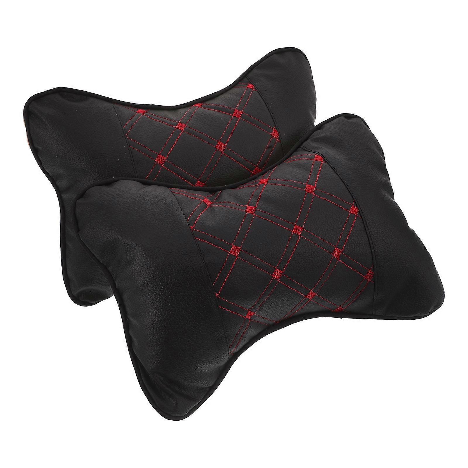 2pcs Auto Neck Pillow Soft PU Headrest Cushion for Car Travel Ergonomic Design to Reduce Neck Pressure Compact for Drivers