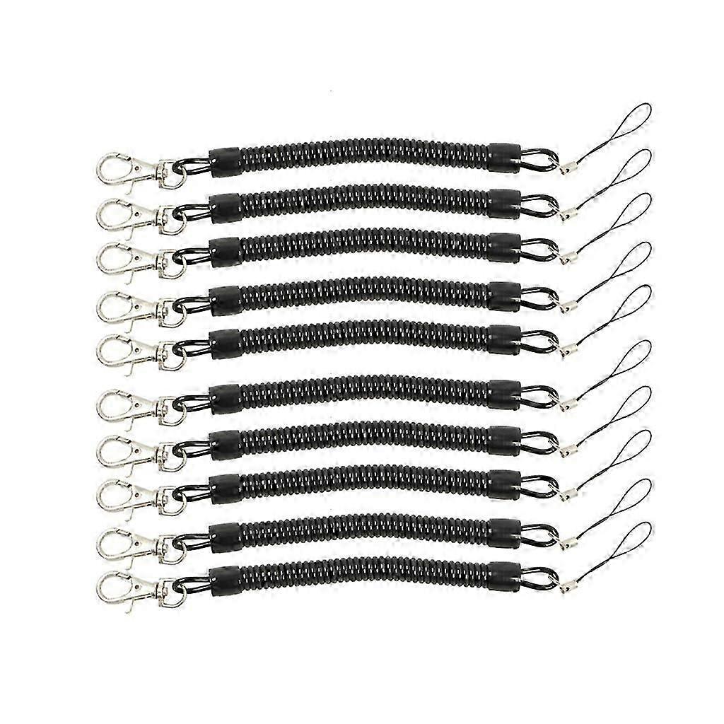 10x Spring Coil Keychain Swivel Lobster Clasp Keyring Retractable Coil Cord Springs Keychain for Workshop Home Office