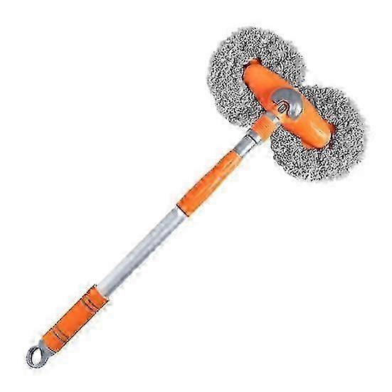 Extendable Car Cleaning Mop with Long Handle Featuring Dual-Head Design and Gentle Bristles for Effective Washing