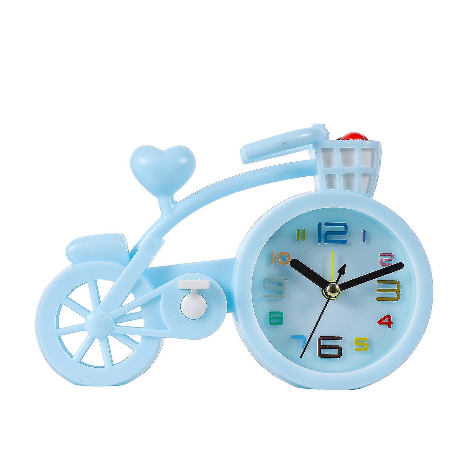 Creative Bike Table Clock Study Room Decorative Alarm Clock 16X12cm Blue Plastic 1Set
