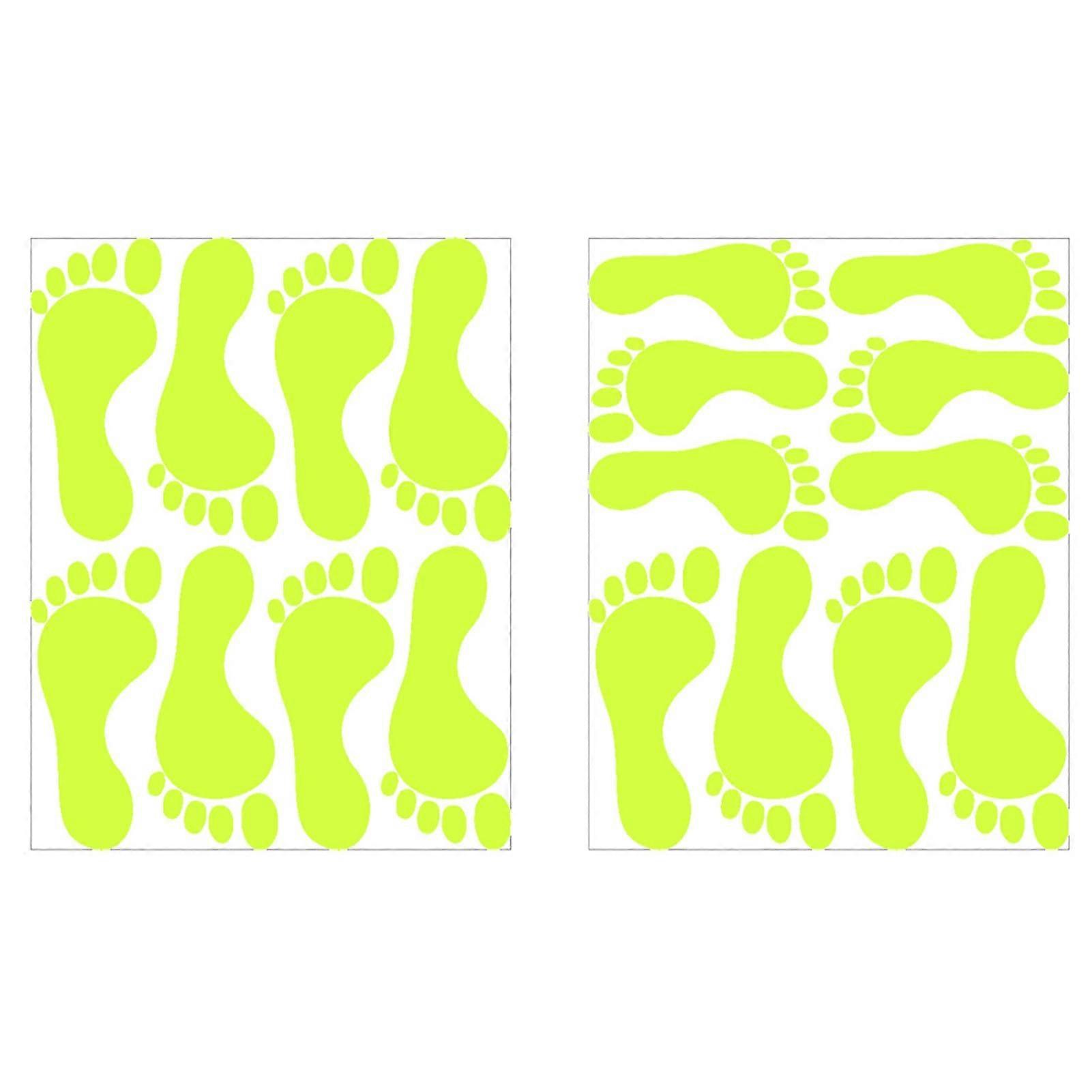 Glow in the Dark Stickers for Floor and Ceiling - 2 Sheets of Decorative Footprint Stickers in Glow-in-the-Dark Design