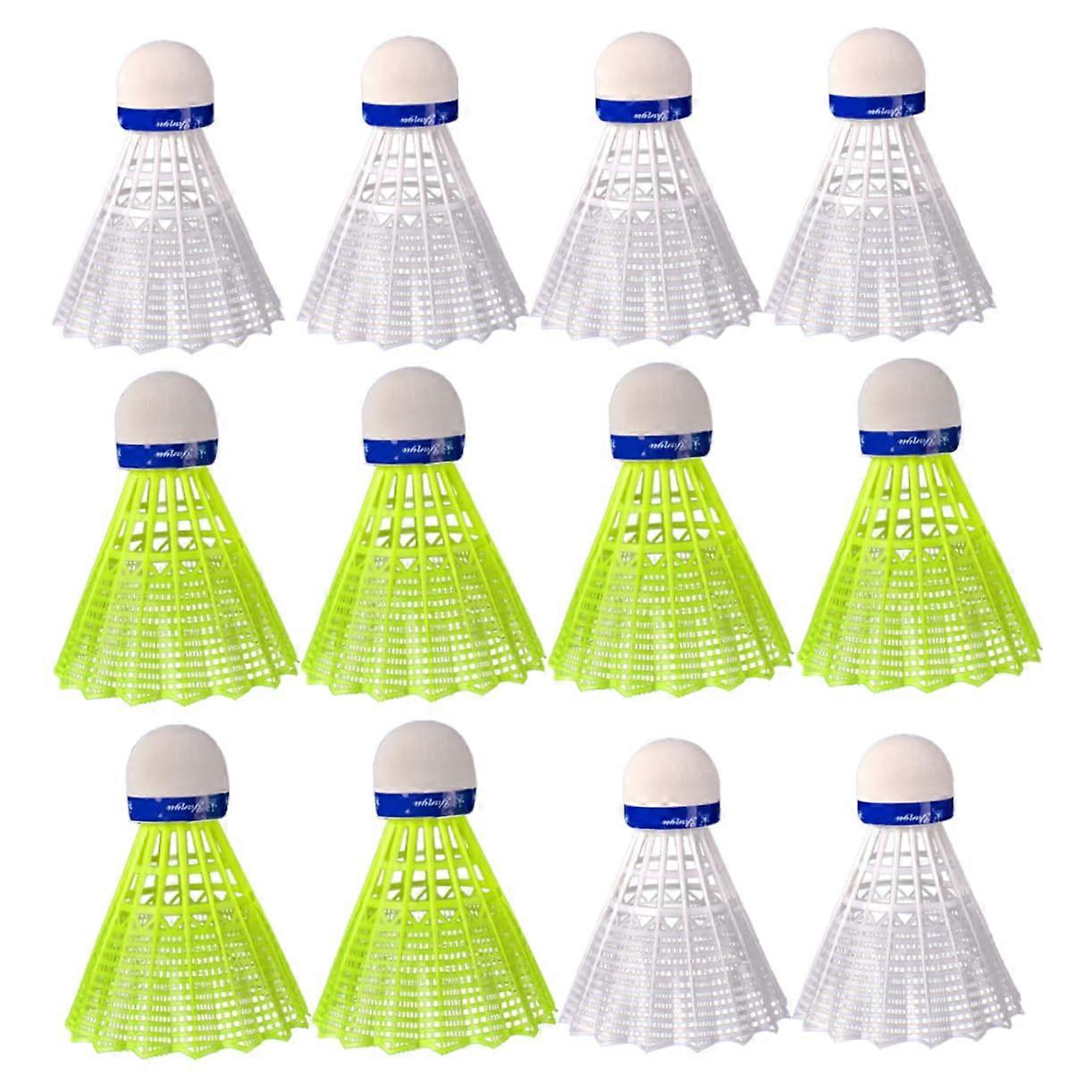 12 Pack Nylon Badminton Shuttlecocks - Durable Plastic Design for Improved Stability for Students, Teens, Coaches, and Families
