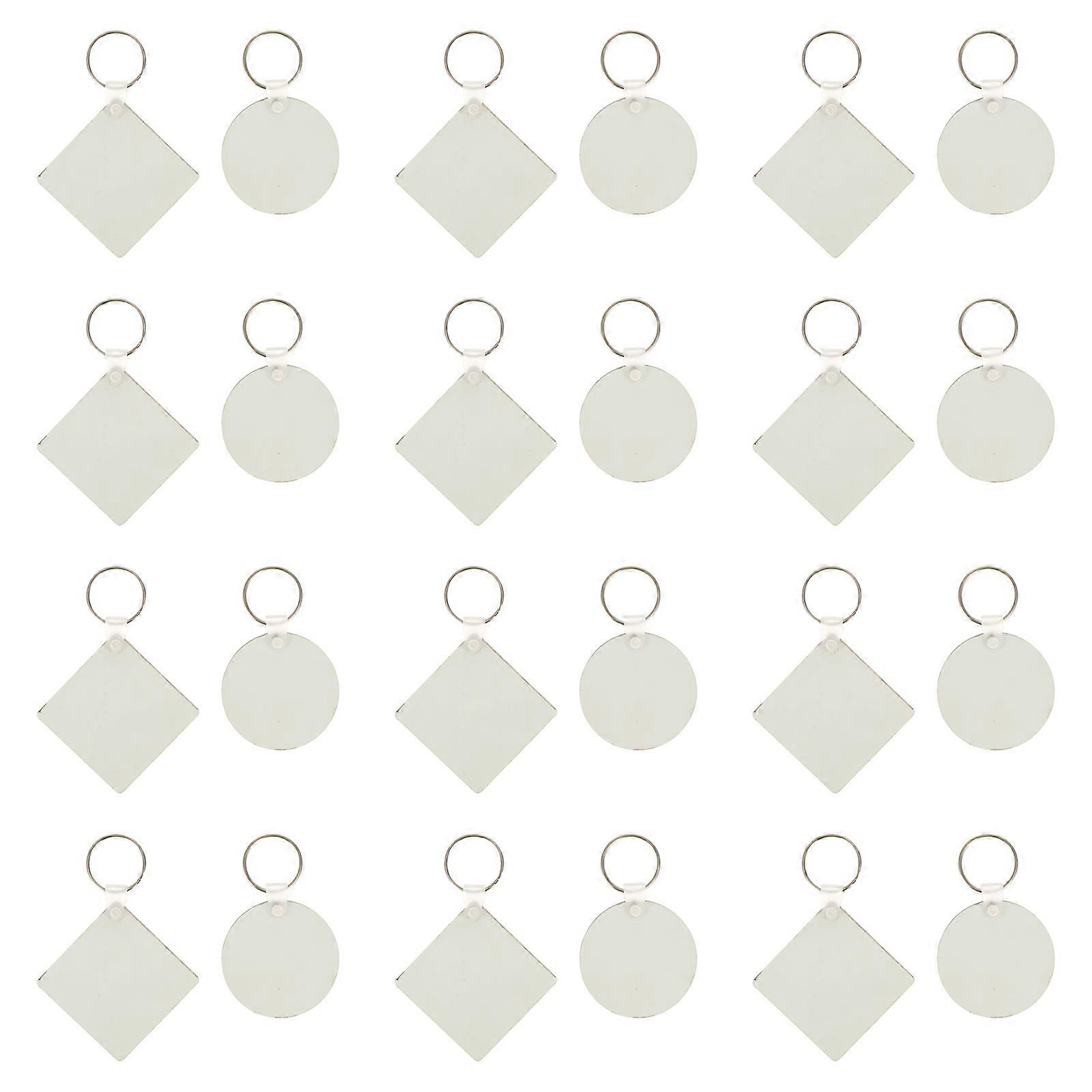 Heat Transfer Key Chain Diy Keychain Kit Creative Style Round White 24Pcs