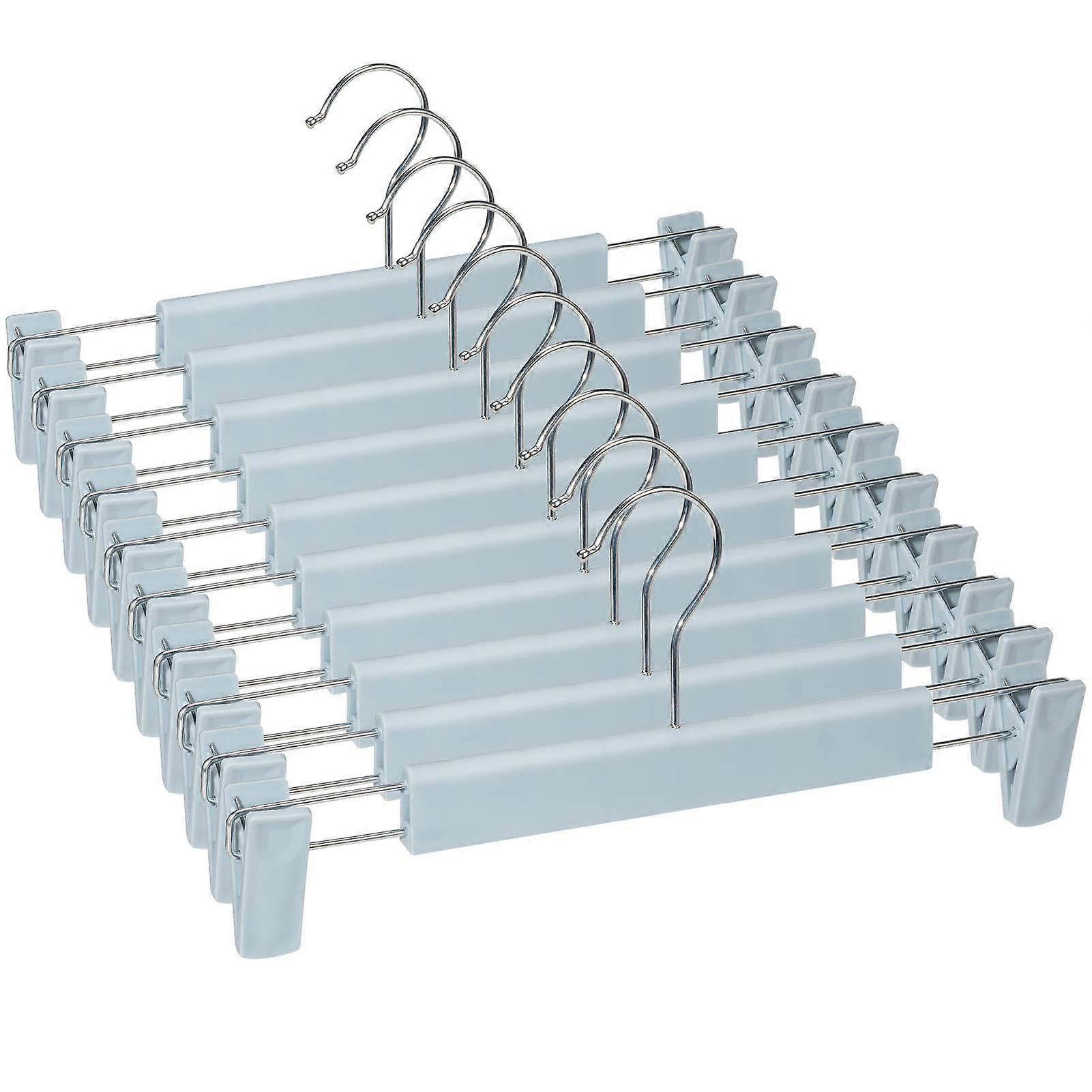 10-pack hangers with sturdy, non-slip adjustable clips, blue