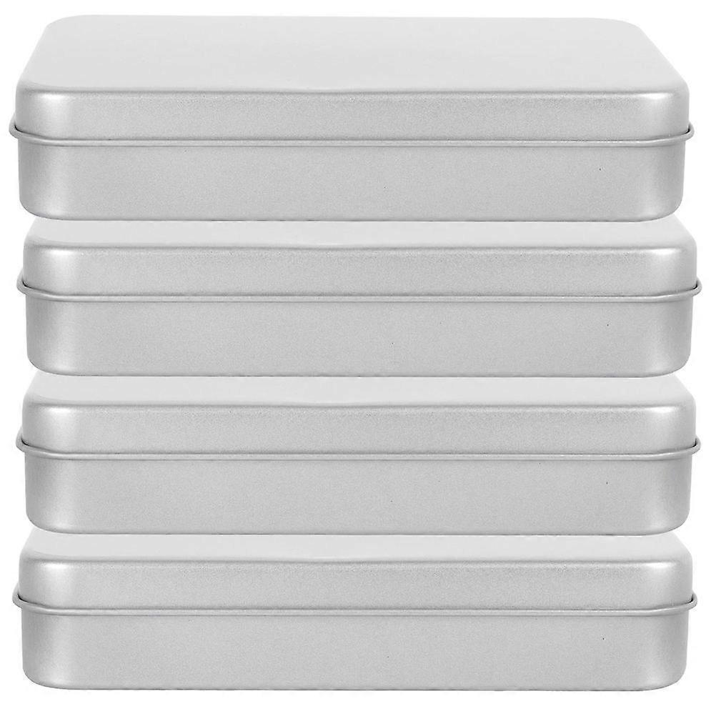 4pcs Lightweight Rectangular Tin Boxes with Lid Compact Metal Storage Containers for Jewelry, Candy, Coins, Crafts, and Small Items Organization