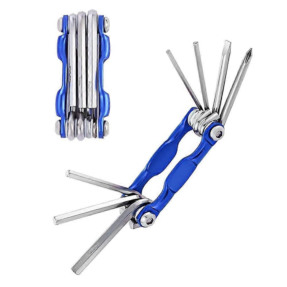 Bicycle Multitool, 7 in 1 Bicycle Repair Tool, Mini Foldable Bicycle Multifunctional Tool (Blue)