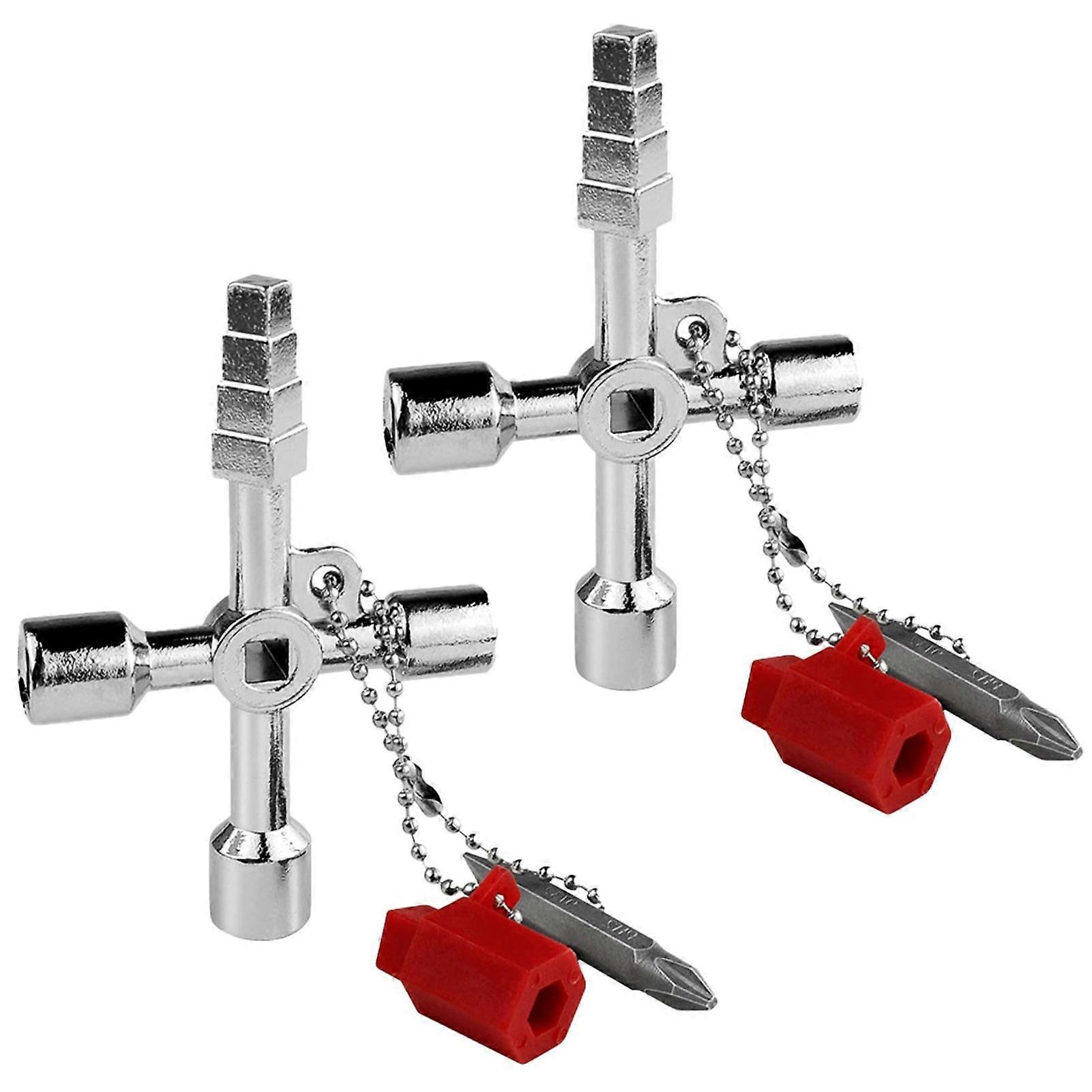 4-in-1 Utility Cross Key Multifunctional Wrench Tool Triangle/Square Keys for Train Electrical Elevator Cabinet Valve