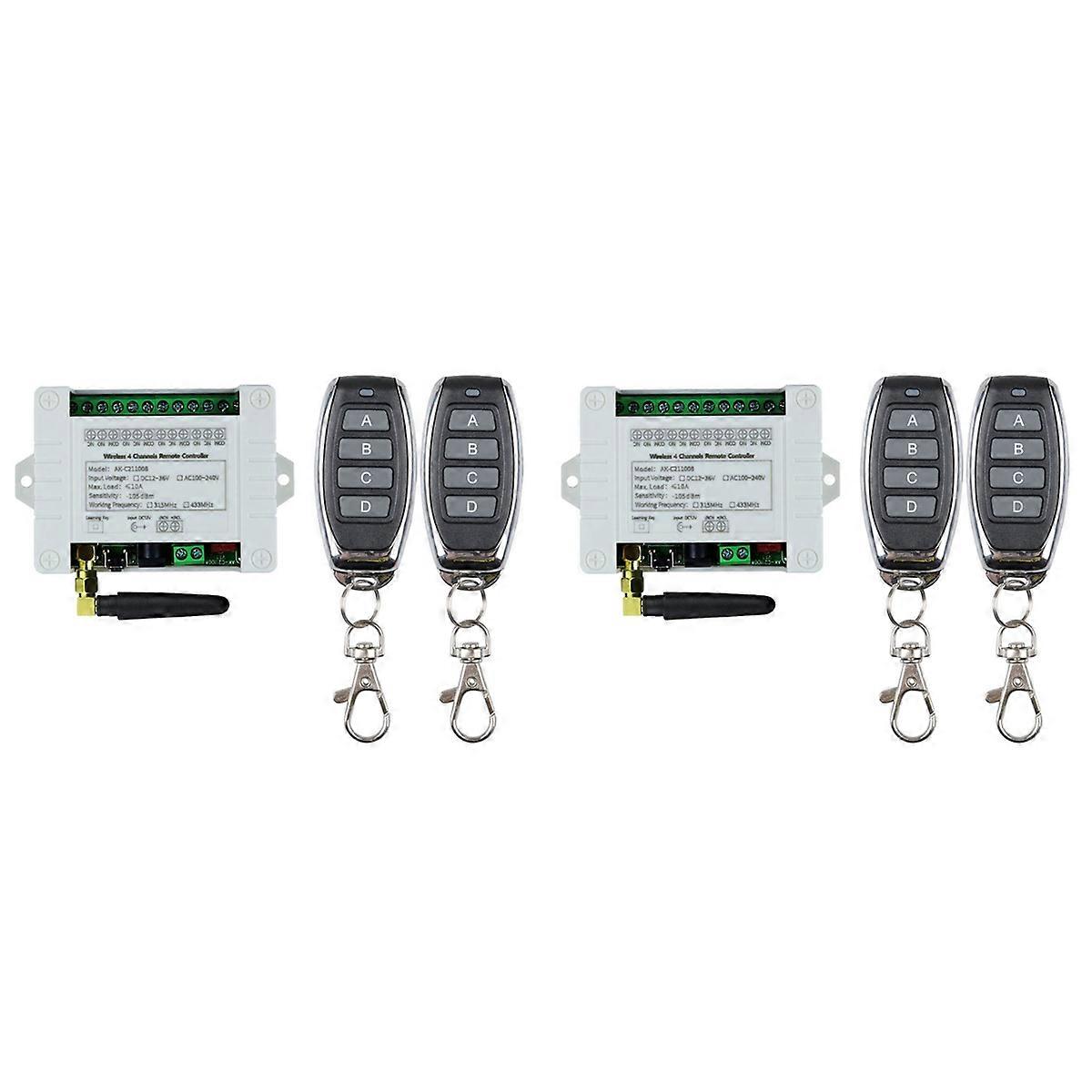 DC 12V 24V 36V 10A 433MHz 4 Channel Wireless Relay Remote Control Switch Receiver+4CH Transmitter
