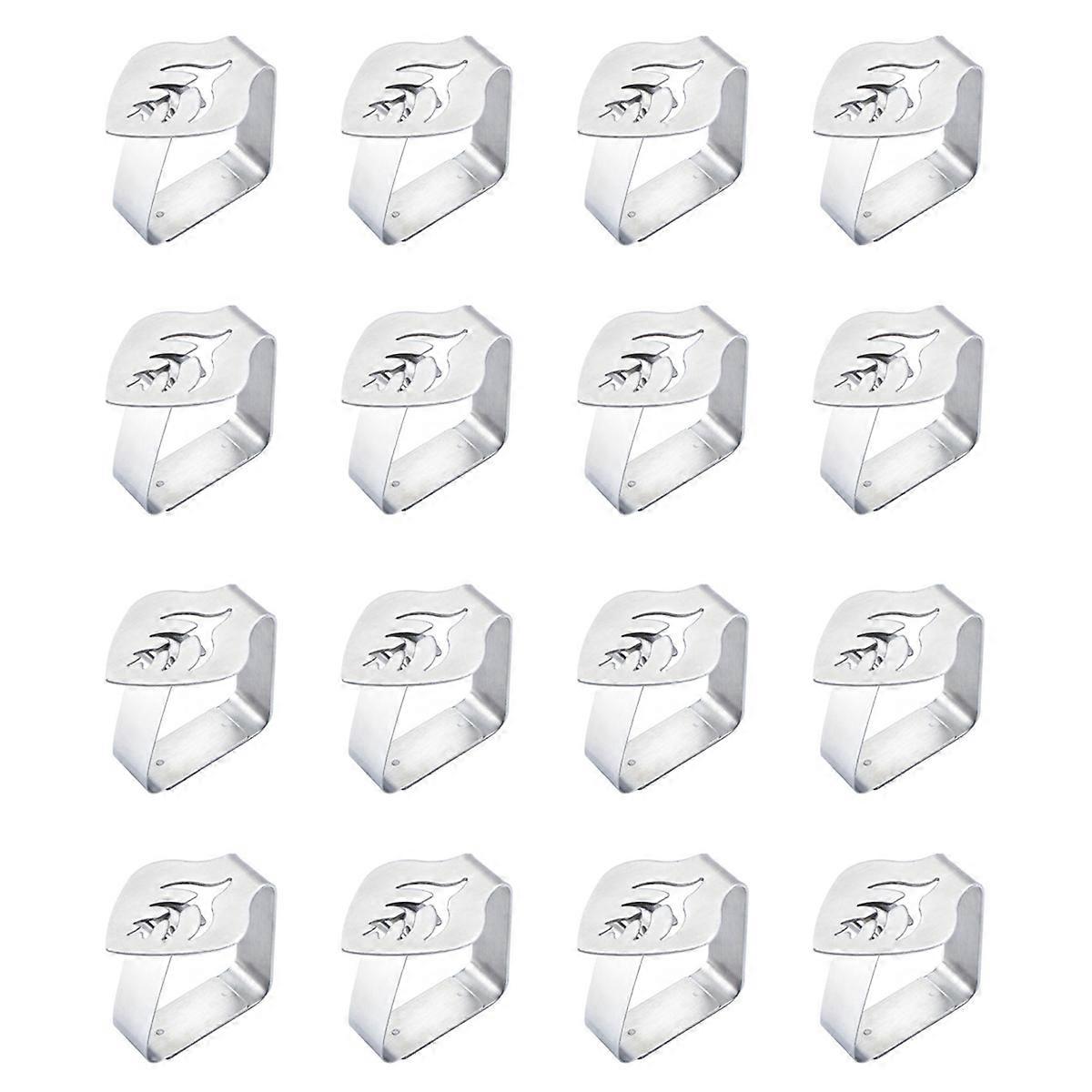 16 Pcs Silver Stainless Steel Tablecloth Clip Leaf-Shaped Table Fixing Clip Thickened Non-Slip Table