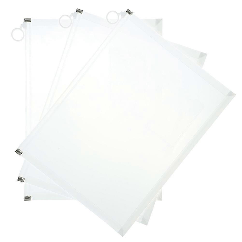 Hanging File Folders Plastic Document Envelopes Button Design For Home Use A4 Size Large Capacity 3Pcs