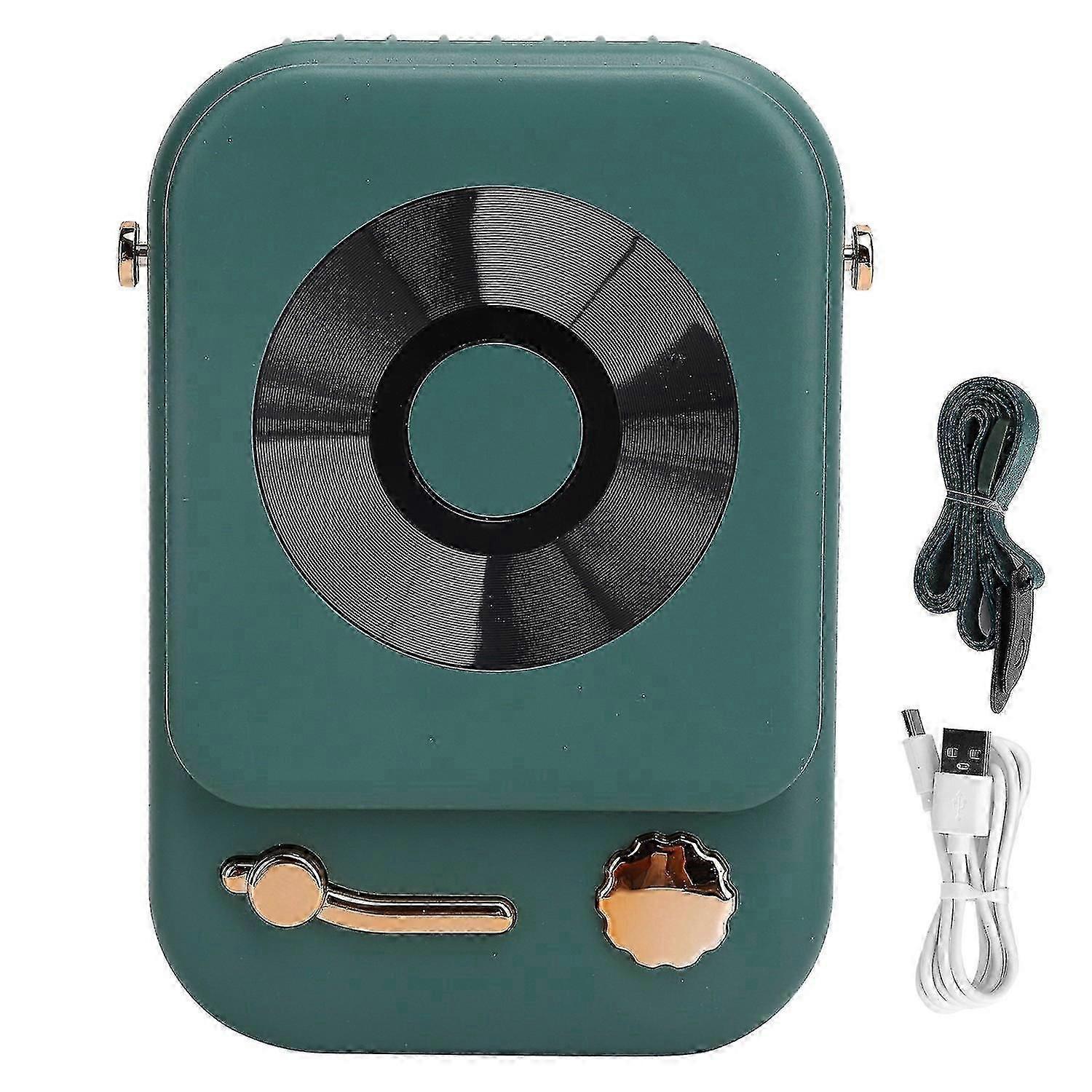 Portable Necklace Fan Desktop Handheld 3 Speed Adjustable Fan with Lanyard Green-YM