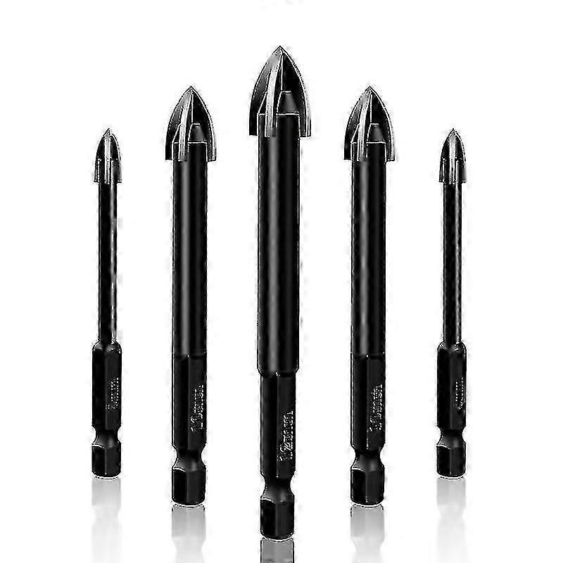 Set of 5 Home Drill Bits for Concrete, Including 6mm, 8mm, 10mm, and 12mm Sizes for Versatile Use