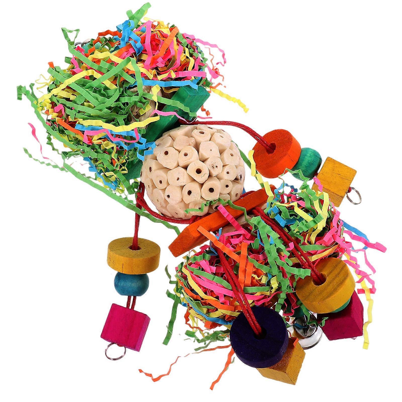 Parakeets Chewing Hanging Toys Bird Chew Toy Wood Material 1Set