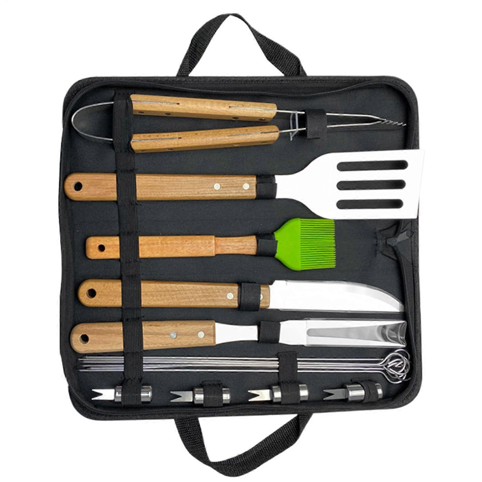 Grill Set - Stainless Steel Grill Accessories with Spatula, Tongs, and Brush for Portable Camping and Picnic Use