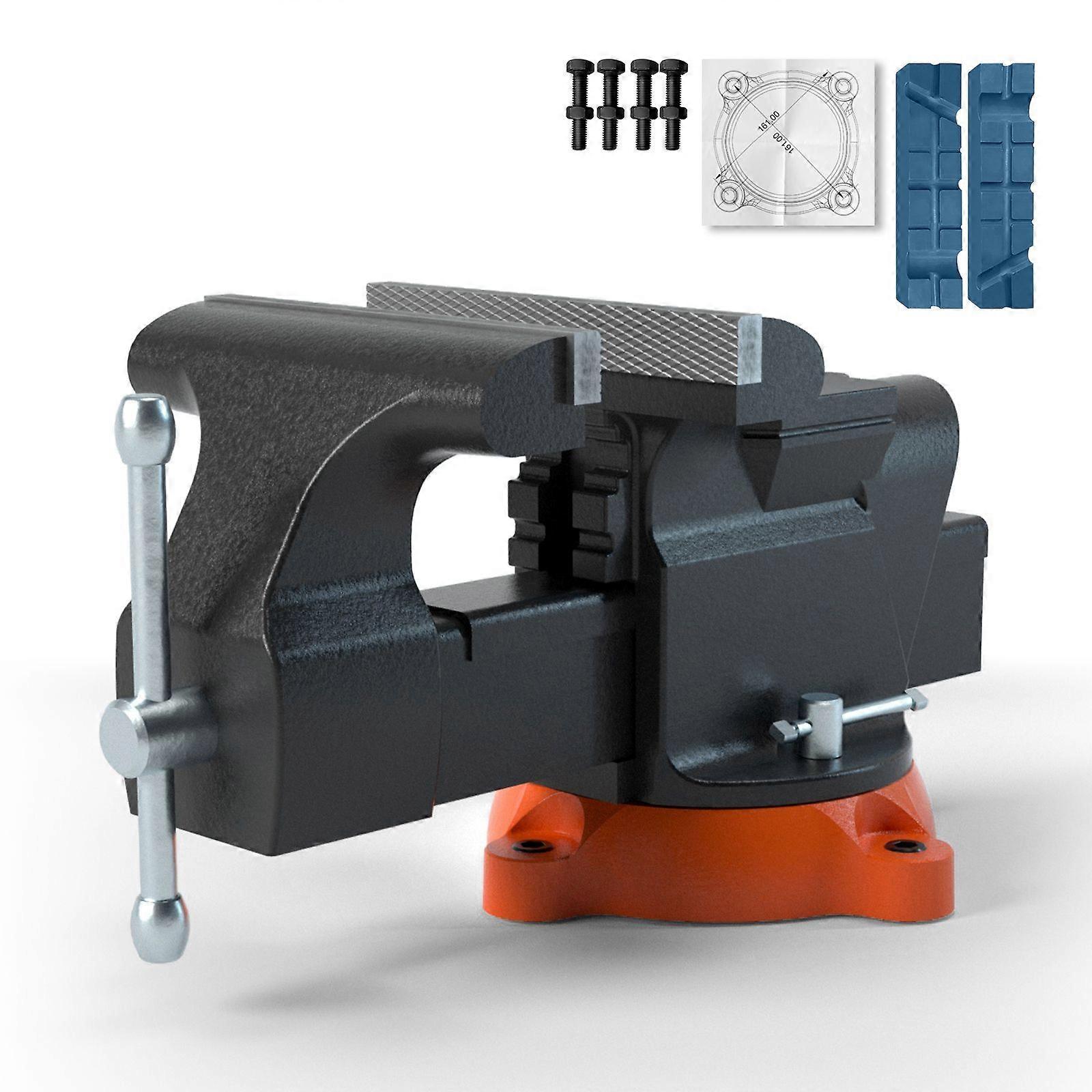 Bench Vise, 6-inch Jaw Width 5.9-inch Jaw Opening, 360-Degree Swivel Locking Base Multipurpose Vise with Anvil, Heavy Duty Ductile Iron Workbench Vise