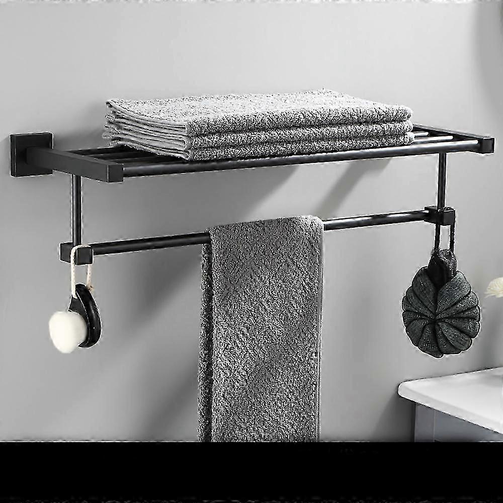 Bathroom Towel Rail, Wall Mounted Towel Bars (Black, 60cm)