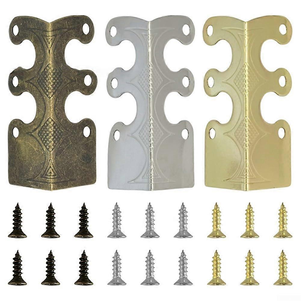 Skirting Board Corner Guards 6-Piece Set Solid Brass Vintage Metal Corner Protectors Silver