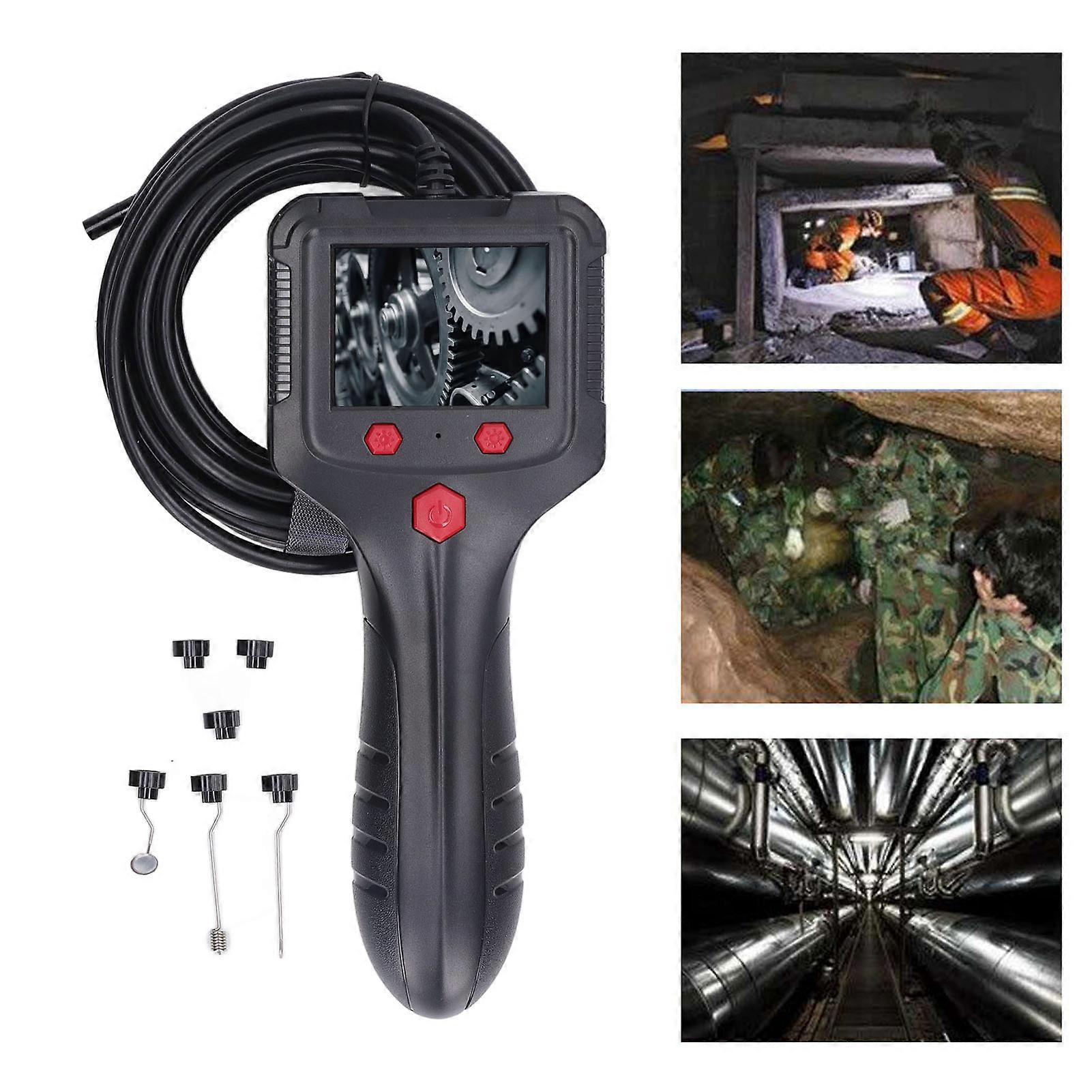 Handheld Pipe Borescope 2.4in Colorful Screen HD 8 LED Beads IP67 Waterproof Detection Camera for Industry 