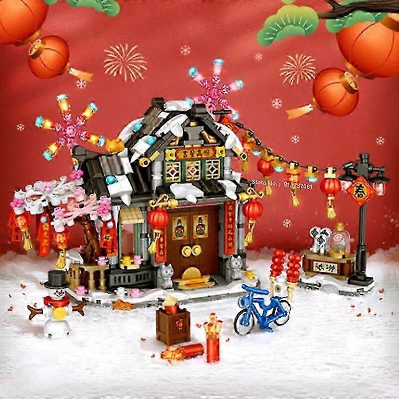 LOZ Spring Festival House Story of Nian Building Blocks Retro Lunar New year Block Bricks Building Toy for Children