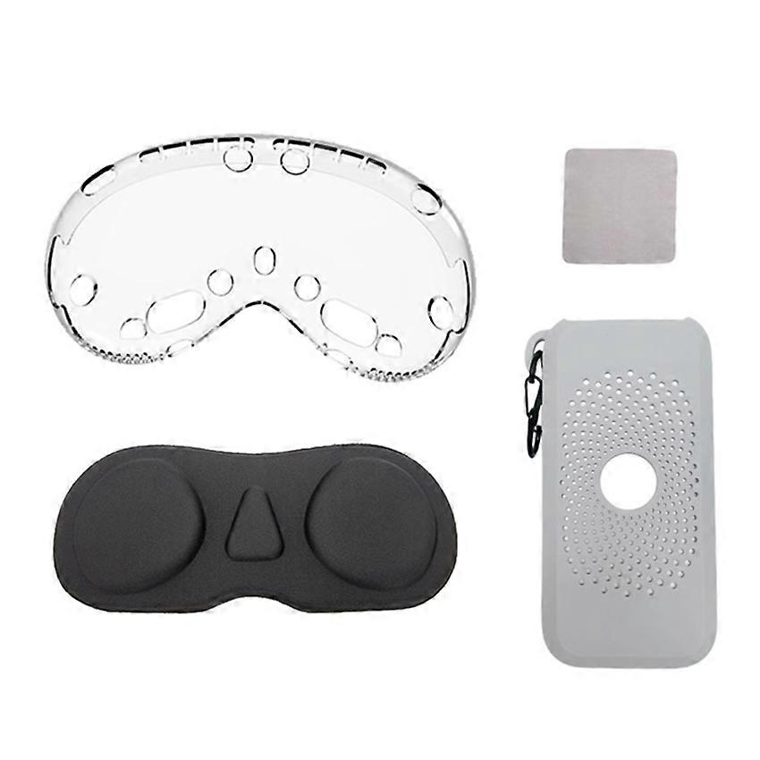 适用于 Vision Pro 保护套硅胶电源保护套 VR 眼镜防尘眼罩 TPU 配件(浅白灰色带海绵防尘罩)