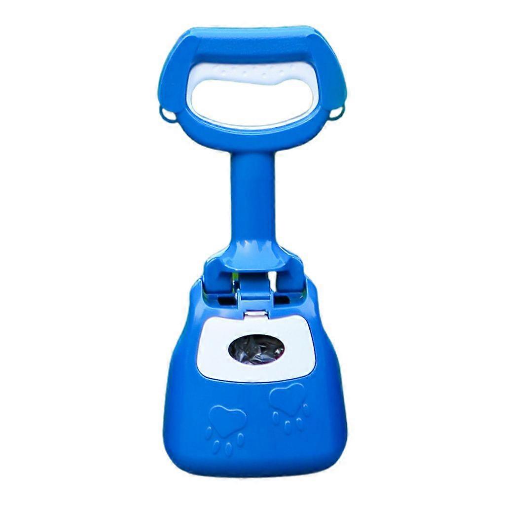 Pet Poop Scoop, Long Handle, Large Grooved Jaw, Blue.