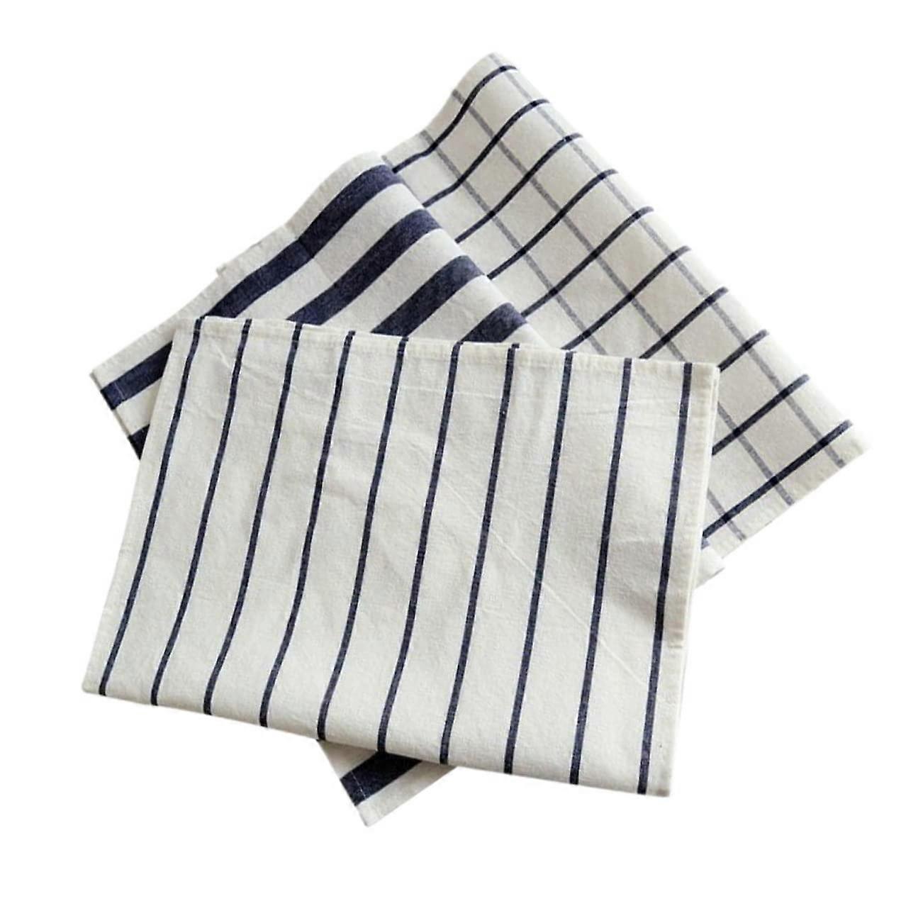 3 Pieces Cotton Placemat Set with Grid Stripes, Easy Care Tablecloth for Dining Tables and Buffets, 12x18 Inches