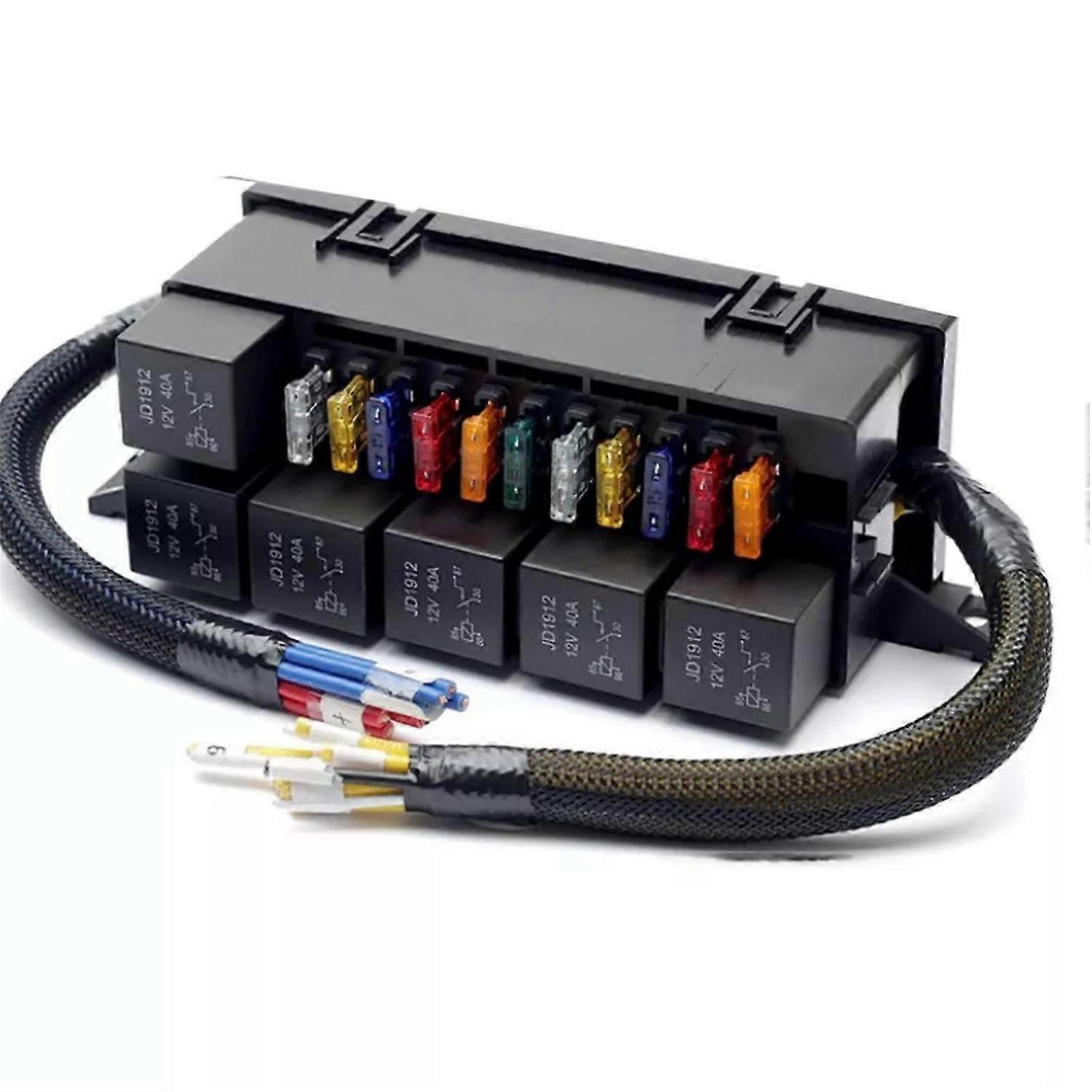 12V Relay Box with 6PCS Relay ATO ATO Fuse Slots 11 Relay Slots For Car TruckCq NEW