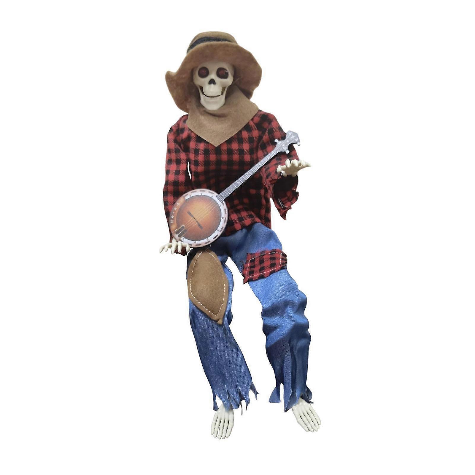 Skeleton figures for Halloween, festive atmosphere, skeleton decoration, ornament for shelves, red.