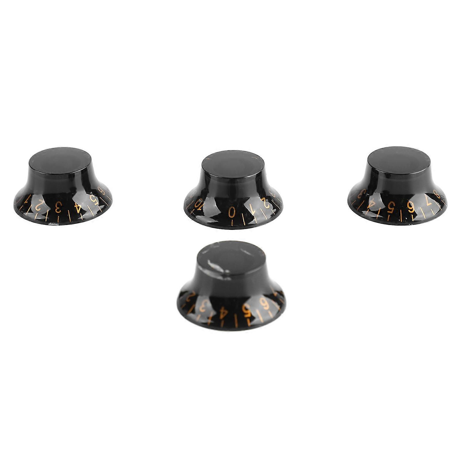 4 Pcs Electric Guitar Volume Knobs Black Plastic with Gold Text