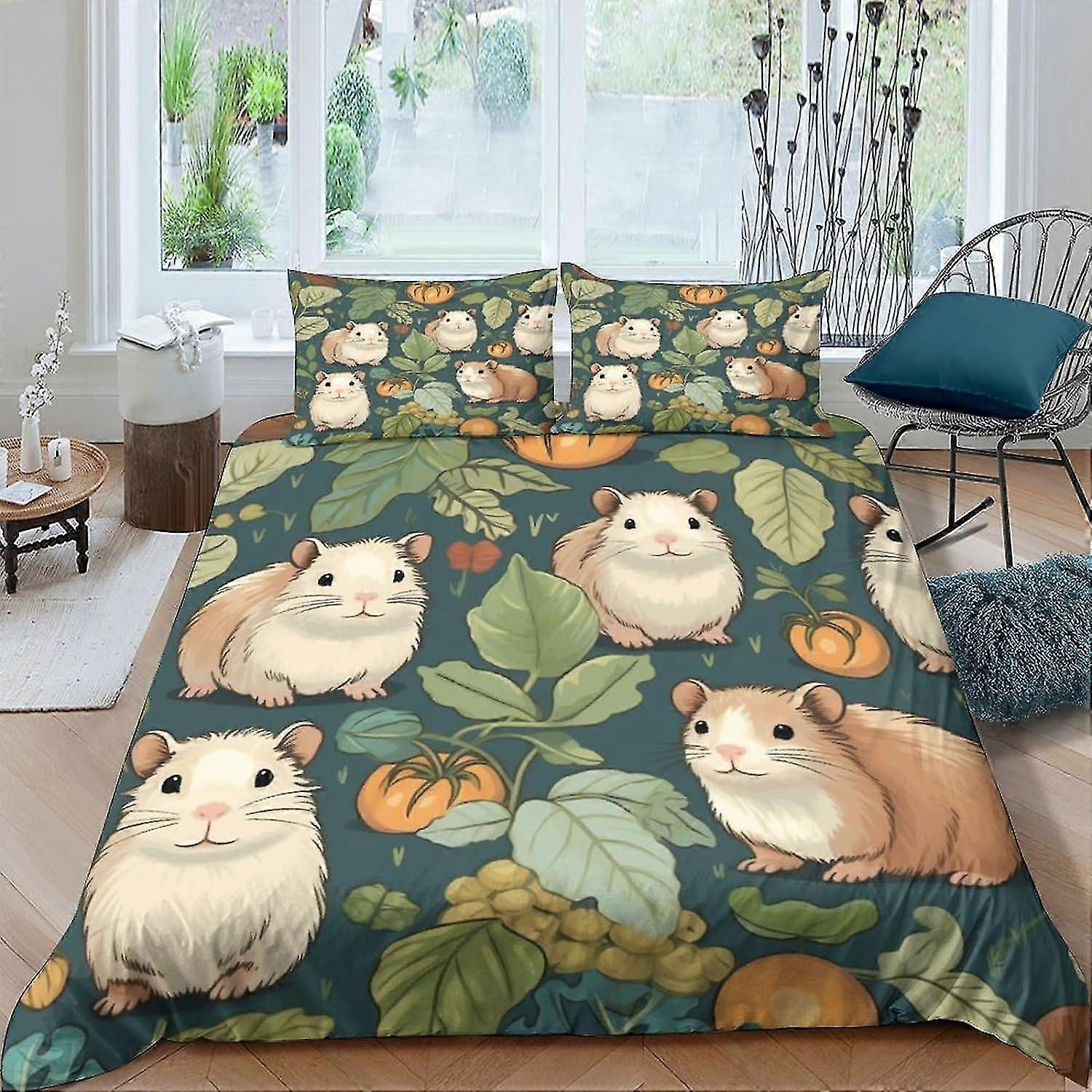 Guinea Pig Duvet Cover 3 Piece Set One-sided Bedding Set Soft Microfiber Quilt Cover with Zipper Closure for Bedding Decor Double