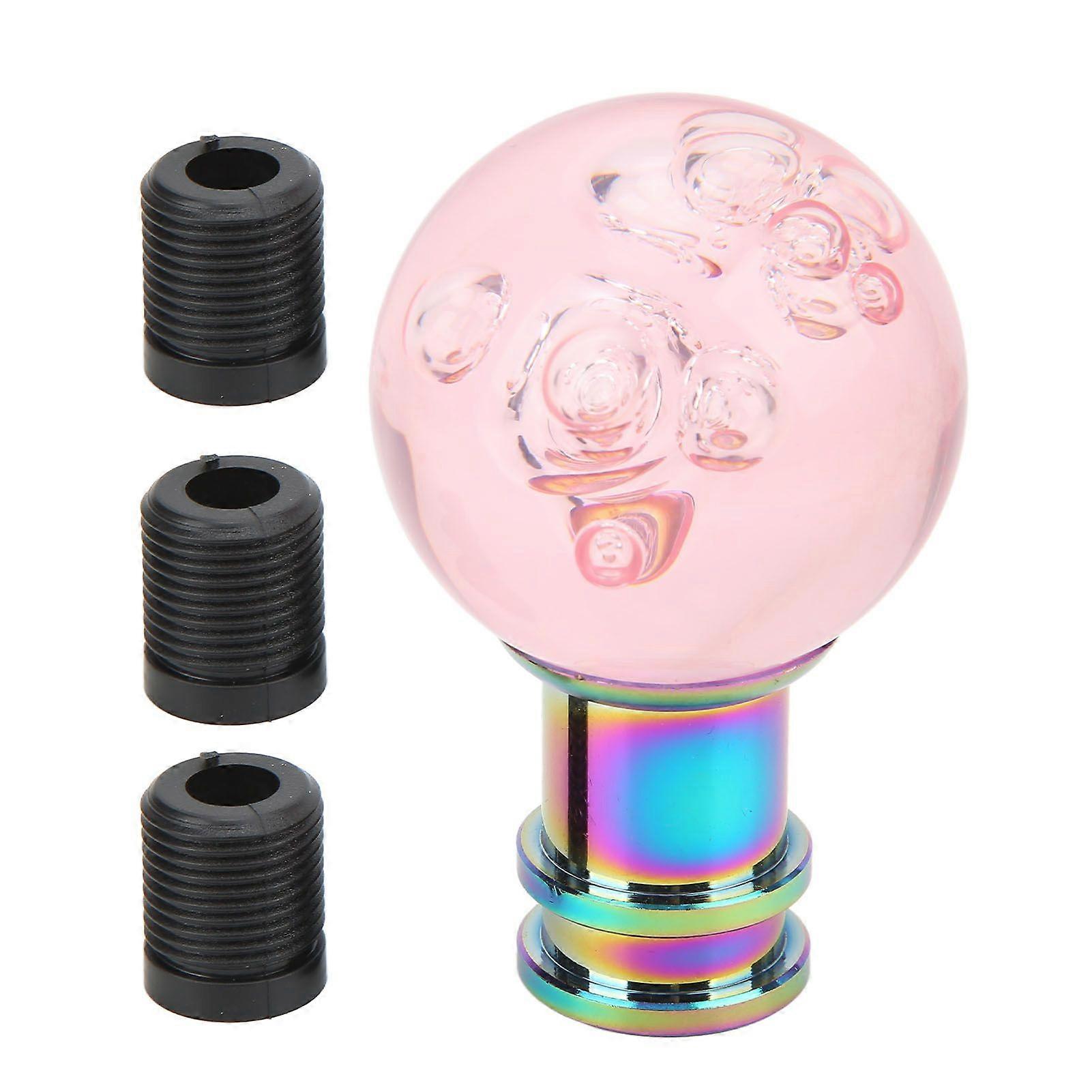 Gear Shift Knob with M8 M10 M12 Adapter Universal Acrylic Transparent Bubble Style Shifter Head for Car Pink